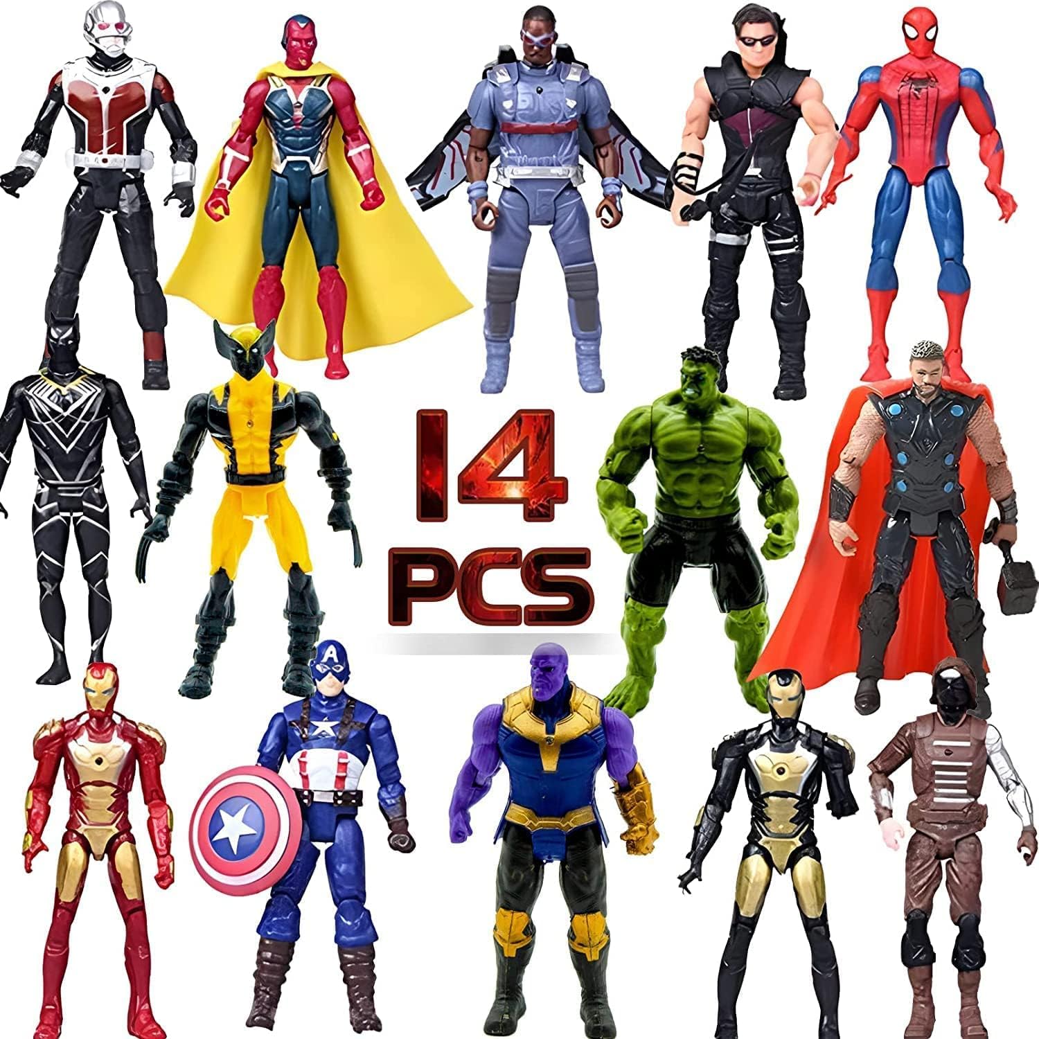 14 pcs Big Set Superhero Action Figures – Collectible Models 6.5-inches Tall, Exclusive Set SuperHero Toys, Holiday Gift for Kids, Figure Cake Topper