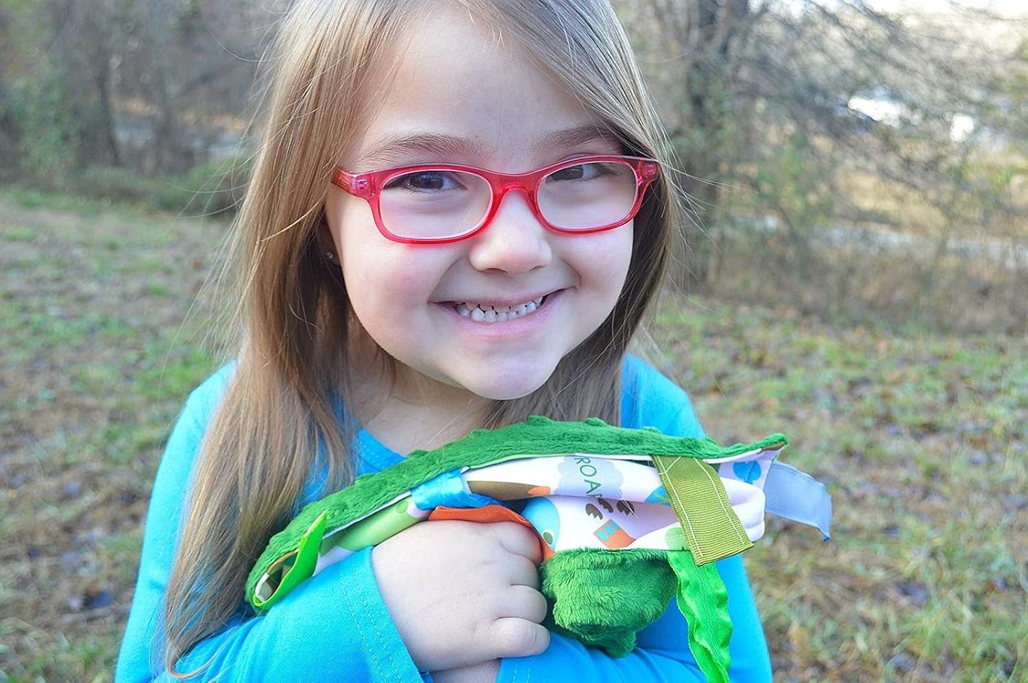 Baby Sensory Crinkle & Teething Square Lovey Toy with Closed Ribbon Tags for Increased Stimulation: 8"X8" (Dinosaurs) - Image 4