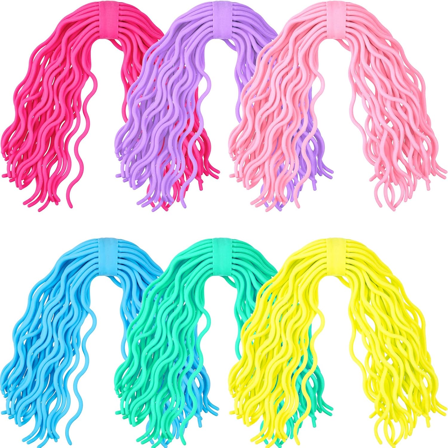 Civaner 6 Pieces Sensory Spaghetti Stretchy Toy Stretchy Pasta Toy Ramen Fidget Strings for Stress Relieve Back to School Gifts Early Education Birthday Party(Multicolor)