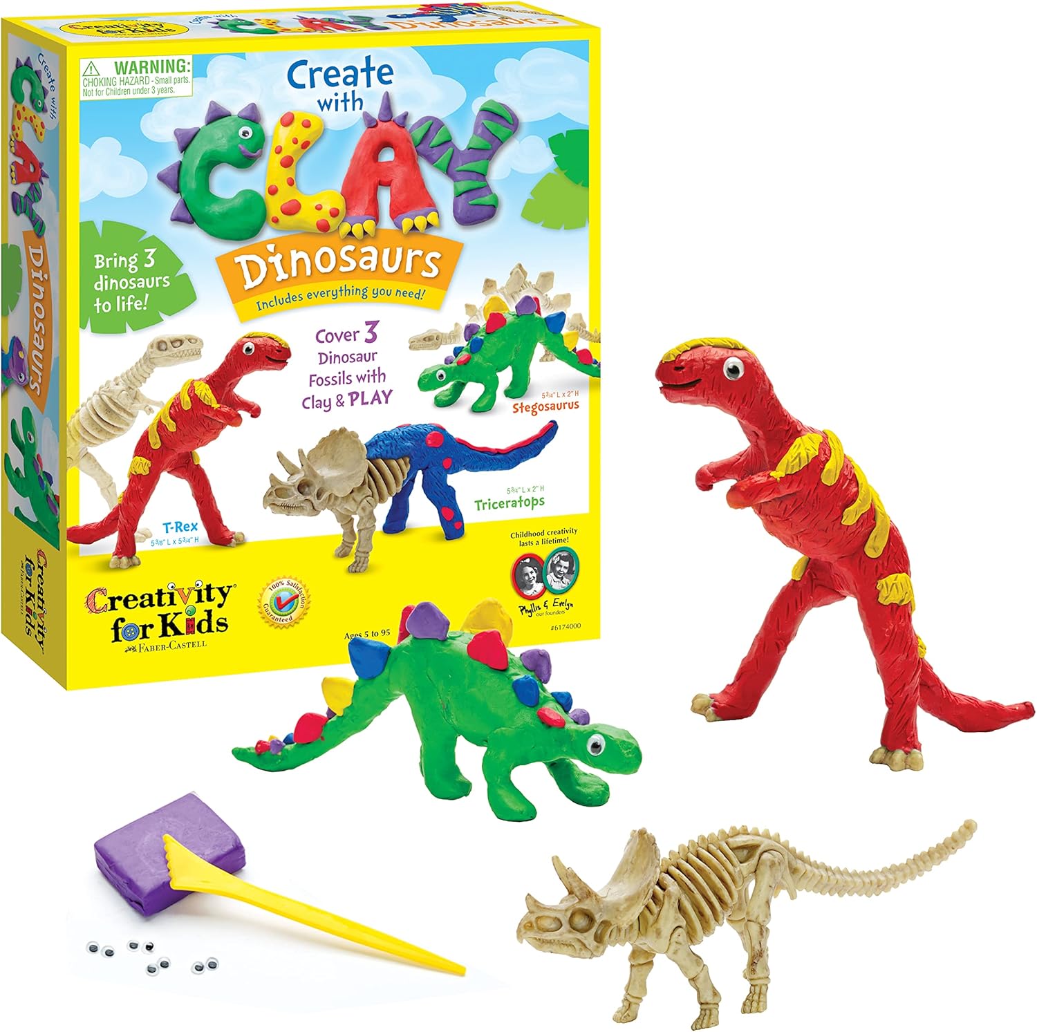 Creativity for Kids Create with Clay Dinosaurs: Sensory Craft, Creative Toy, Dinosaur Children's Toy, Boy Gifts, Holiday Gifts for Kids Ages 5-8+