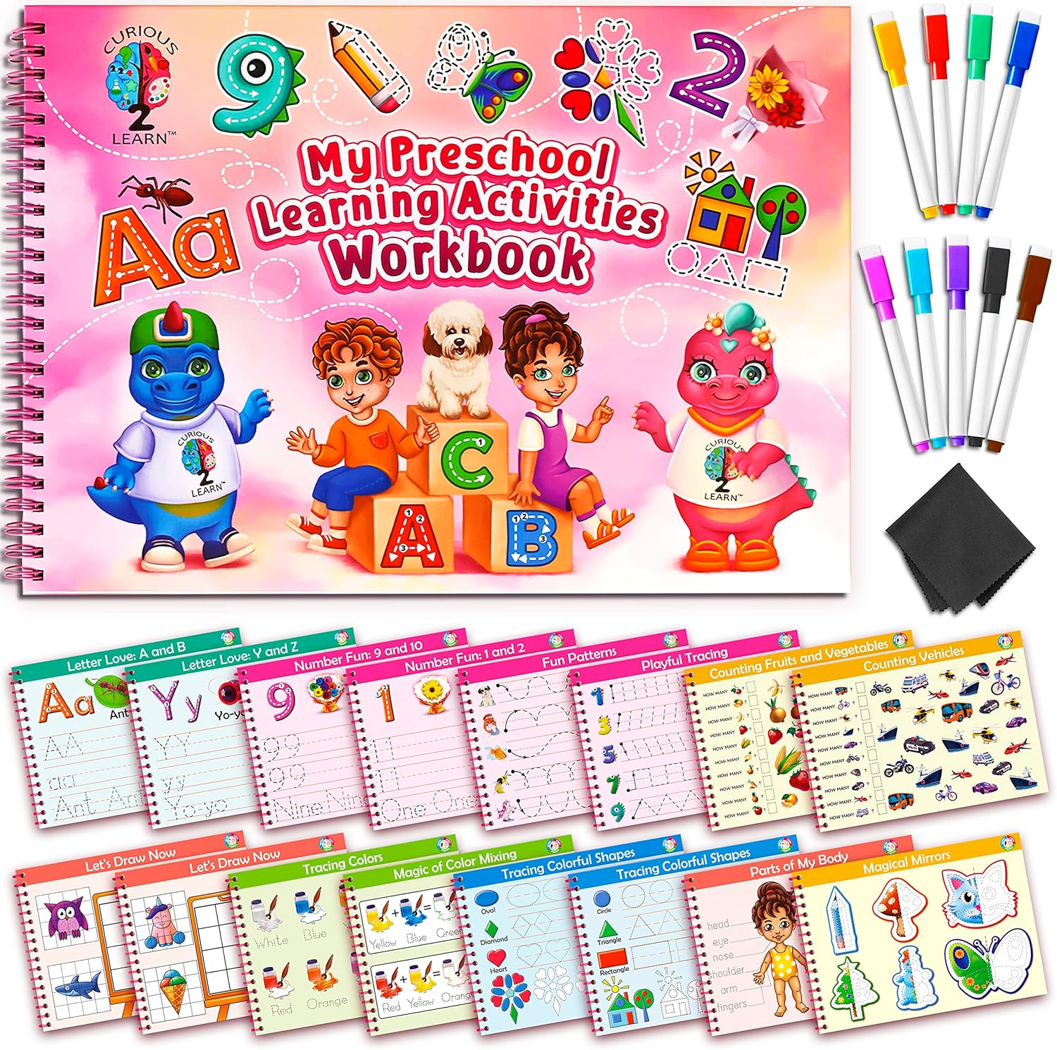 Curious 2 Learn Toddler Preschool Learning Activities | Handwriting Practice for Kids | Workbook Learning Resources| Tracing Kindergarten Workbooks | Busy Book | 4 Year Old Boy Birthday Gift | Blue - Image 8