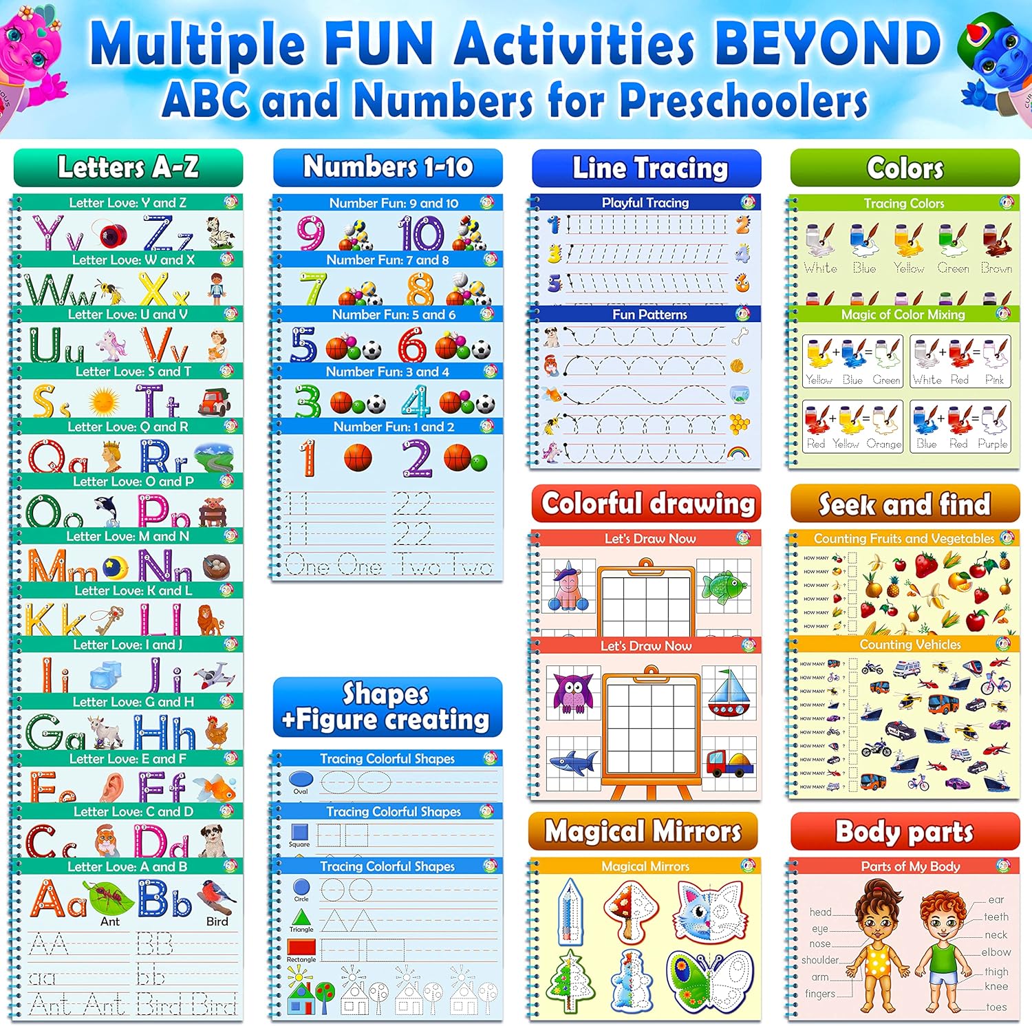 Curious 2 Learn Toddler Preschool Learning Activities | Handwriting Practice for Kids | Workbook Learning Resources| Tracing Kindergarten Workbooks | Busy Book | 4 Year Old Boy Birthday Gift | Blue - Image 3