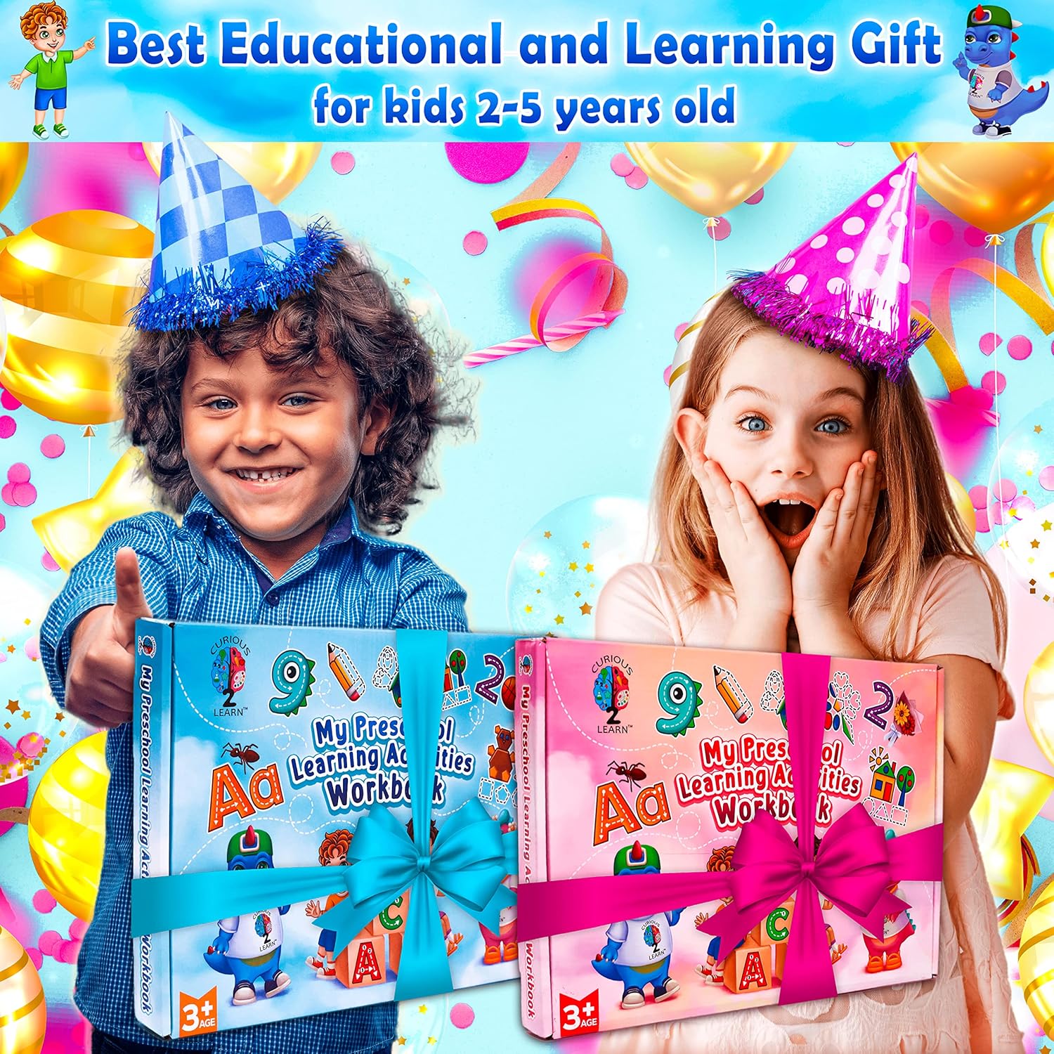 Curious 2 Learn Toddler Preschool Learning Activities | Handwriting Practice for Kids | Workbook Learning Resources| Tracing Kindergarten Workbooks | Busy Book | 4 Year Old Boy Birthday Gift | Blue - Image 6