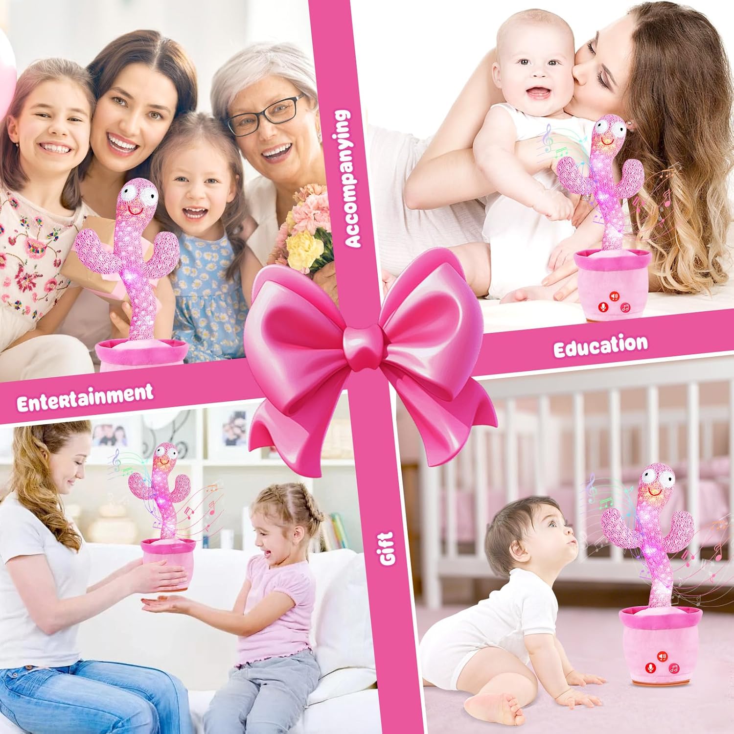 Dancing Talking Cactus Toy for Baby Toddler, Volume Adjustable, Mimicking, Recording, Singing English Songs, Tummy Time Toys –Baby Toys Girls Gifts - Image 7