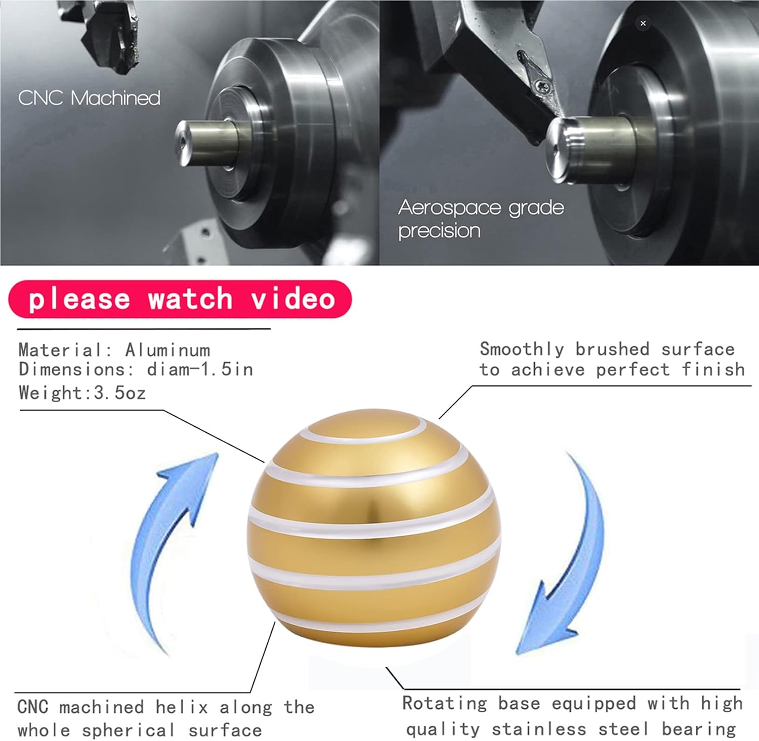 Desk-Fidget-Toys for Kinetic-Toy: Cool-Gadgets Cool-Stuff for Kid Children Teen Adult, Spinning 180 Seconds, Stress Relief Toy for Optical-Illusion Gift for Office School Home Women Men Christmas - Image 2