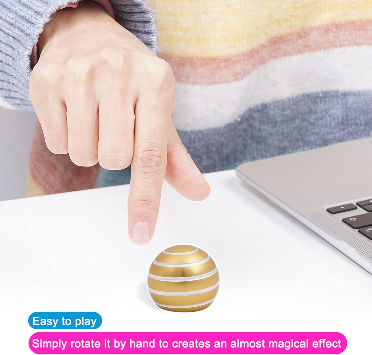 Desk-Fidget-Toys for Kinetic-Toy: Cool-Gadgets Cool-Stuff for Kid Children Teen Adult, Spinning 180 Seconds, Stress Relief Toy for Optical-Illusion Gift for Office School Home Women Men Christmas - Image 4