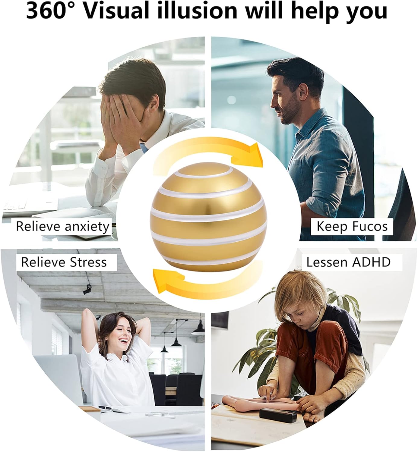 Desk-Fidget-Toys for Kinetic-Toy: Cool-Gadgets Cool-Stuff for Kid Children Teen Adult, Spinning 180 Seconds, Stress Relief Toy for Optical-Illusion Gift for Office School Home Women Men Christmas - Image 5