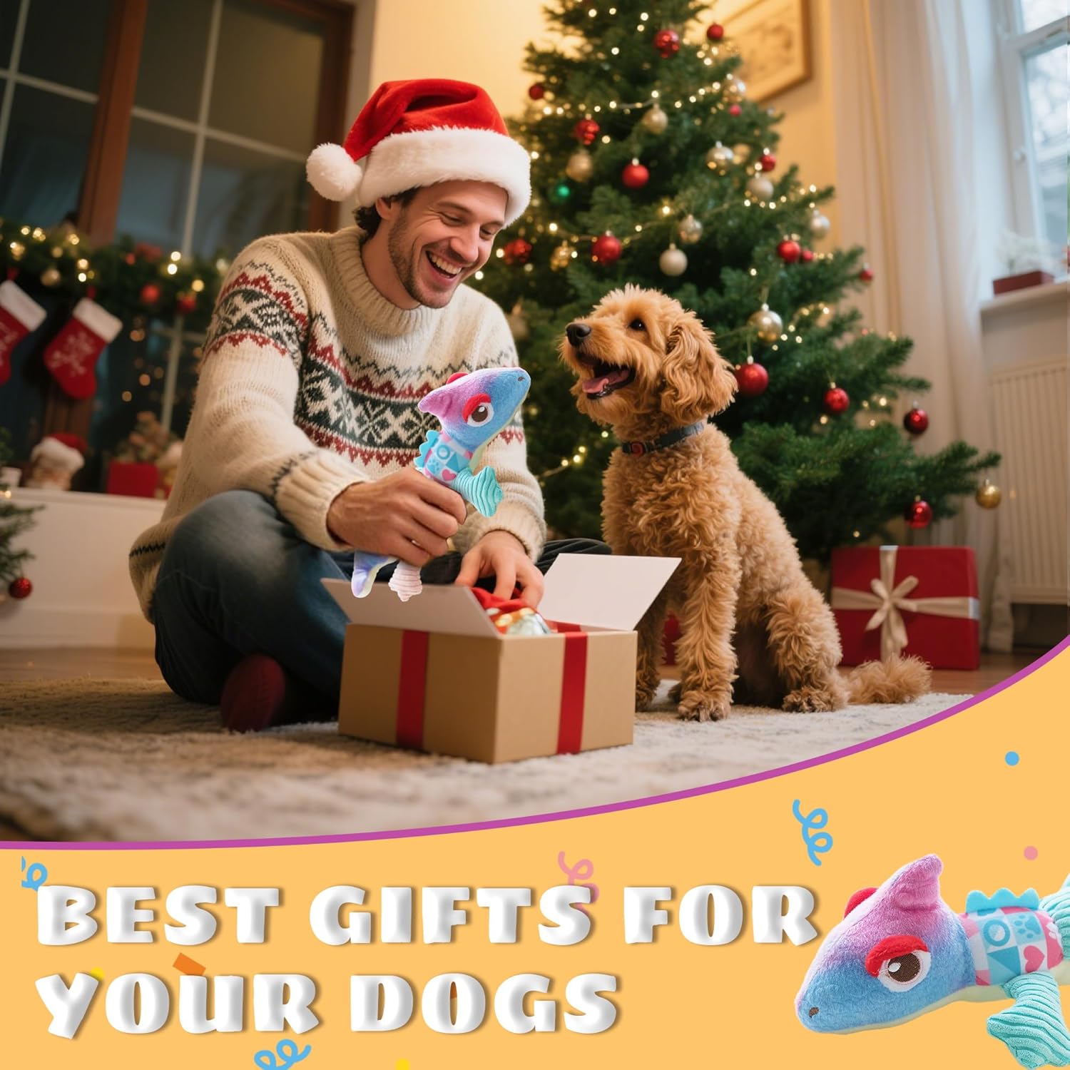 DSUMD Squeaky Dog Toys Stuffed Tear-Resistant Plush Chameleon Pet Toy Eliminates Boredom for Small Medium Breed, for Chewing and Playing Tug of War (Purple) - Image 7