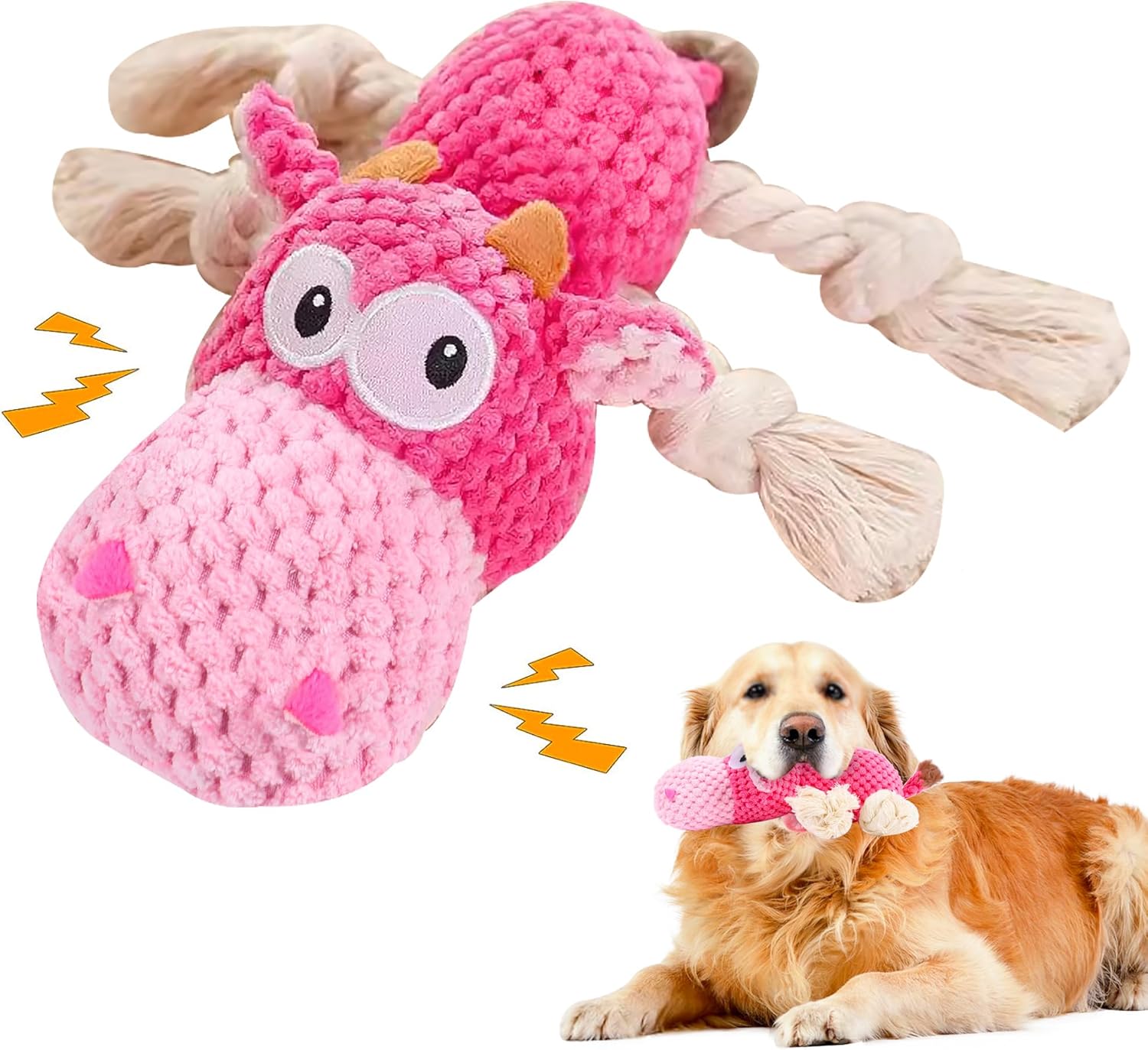 DSUMD Squeaky Dog Toys Stuffed Tear-Resistant Plush Chameleon Pet Toy Eliminates Boredom for Small Medium Breed, for Chewing and Playing Tug of War (Purple) - Image 13