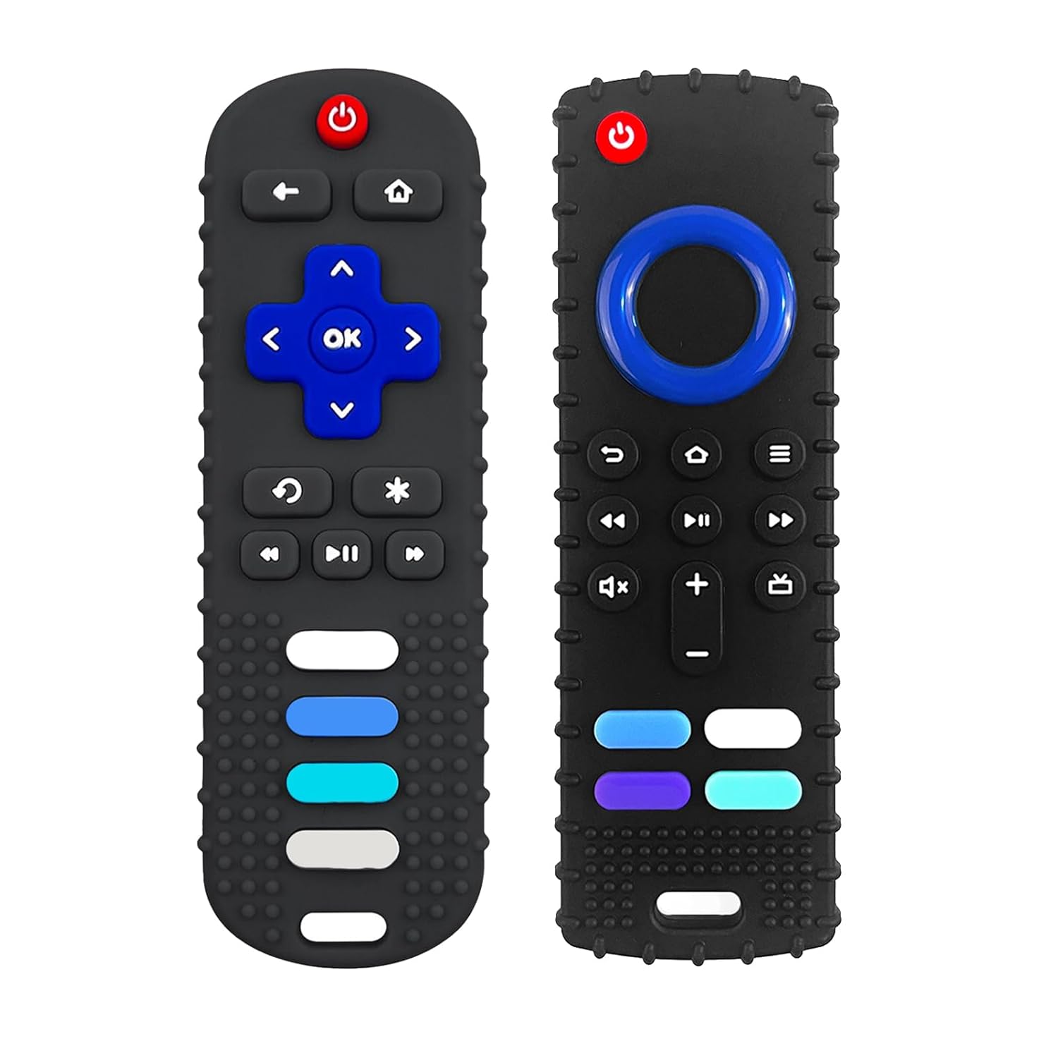 ERSIHUA 2Pcs Silicone Teething Toys, Remote Control Shape Teethers for Babies Remote Teething Toys, Silicone TV Remote Teether BPA Free\/Refrigerator Safe