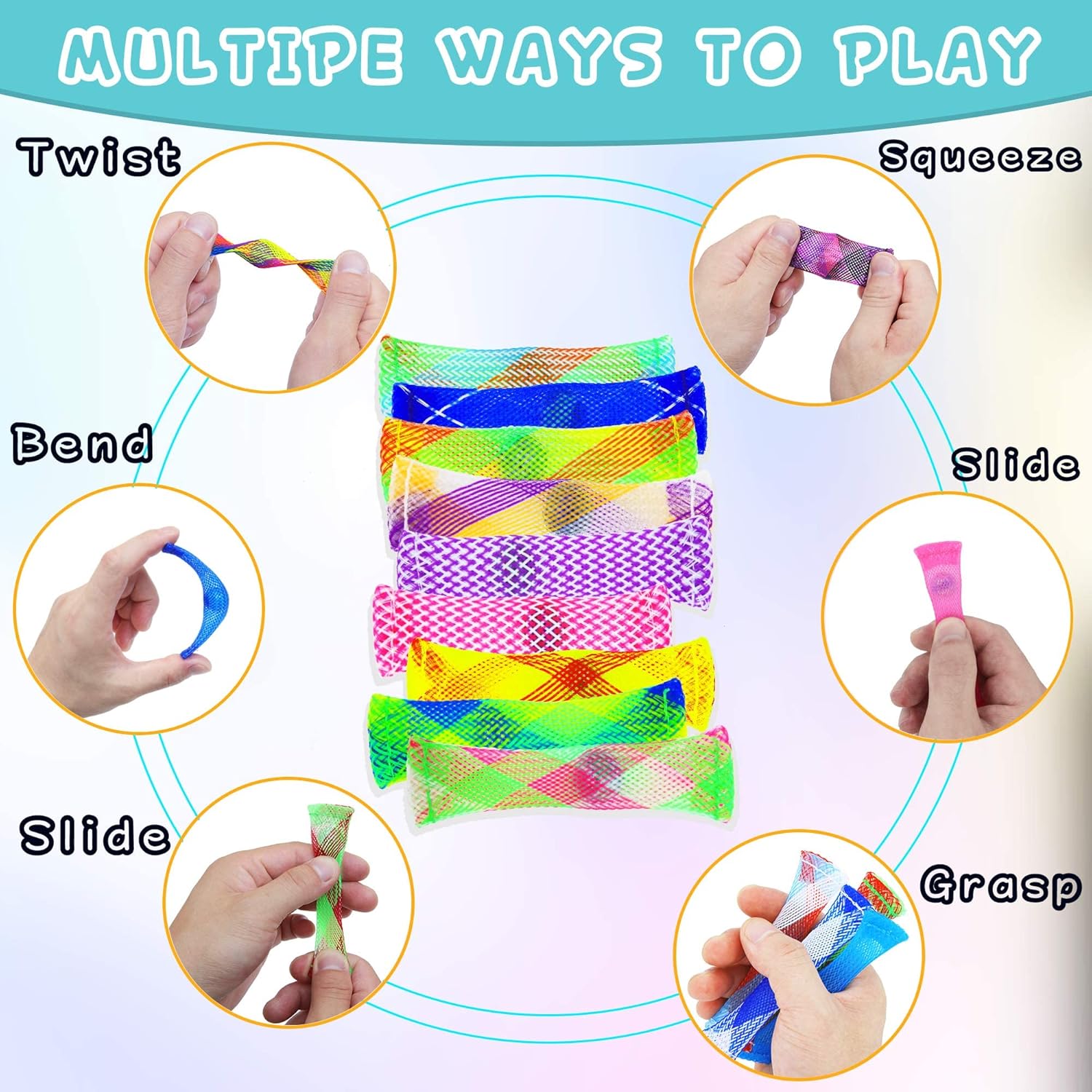 Fidget Toy 42 Pack Mixed Color Marble Mesh Fidget Toys,Stress Relieve Toy,Focus Enhance, Marble and Mesh Fidget Stress Relieve Toy for Kids Adults ADHD ADD Autism Halloween Decorations - Image 6