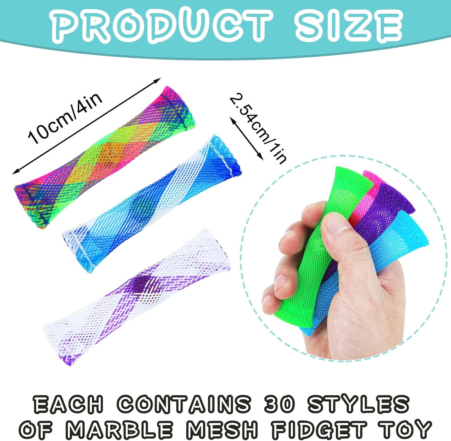 Fidget Toy 42 Pack Mixed Color Marble Mesh Fidget Toys,Stress Relieve Toy,Focus Enhance, Marble and Mesh Fidget Stress Relieve Toy for Kids Adults ADHD ADD Autism Halloween Decorations - Image 3