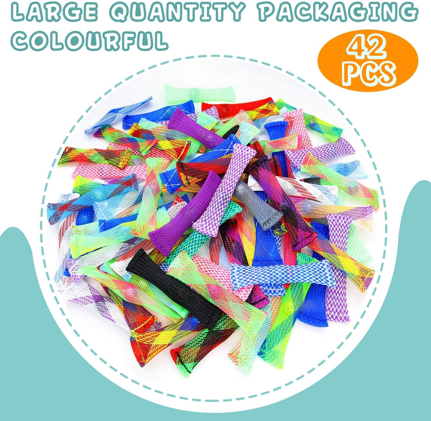 Fidget Toy 42 Pack Mixed Color Marble Mesh Fidget Toys,Stress Relieve Toy,Focus Enhance, Marble and Mesh Fidget Stress Relieve Toy for Kids Adults ADHD ADD Autism Halloween Decorations - Image 4