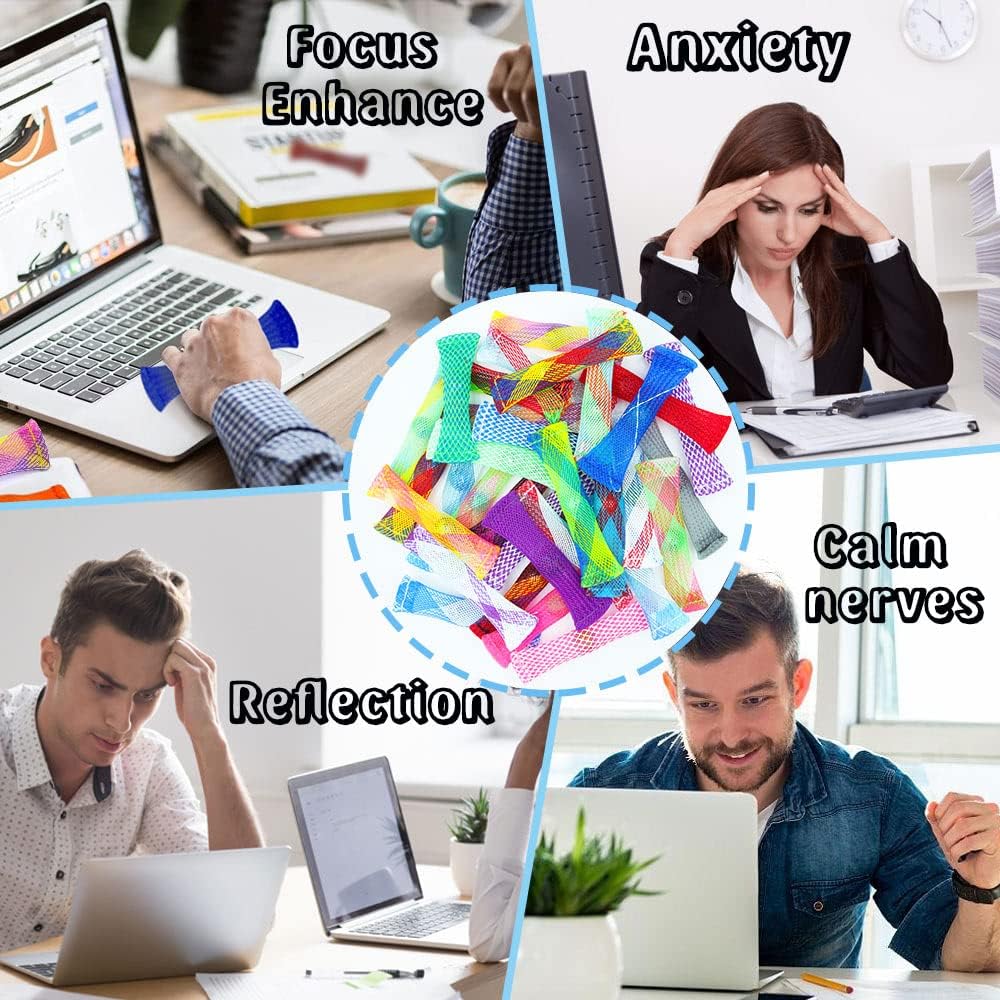 Fidget Toy 42 Pack Mixed Color Marble Mesh Fidget Toys,Stress Relieve Toy,Focus Enhance, Marble and Mesh Fidget Stress Relieve Toy for Kids Adults ADHD ADD Autism Halloween Decorations - Image 5