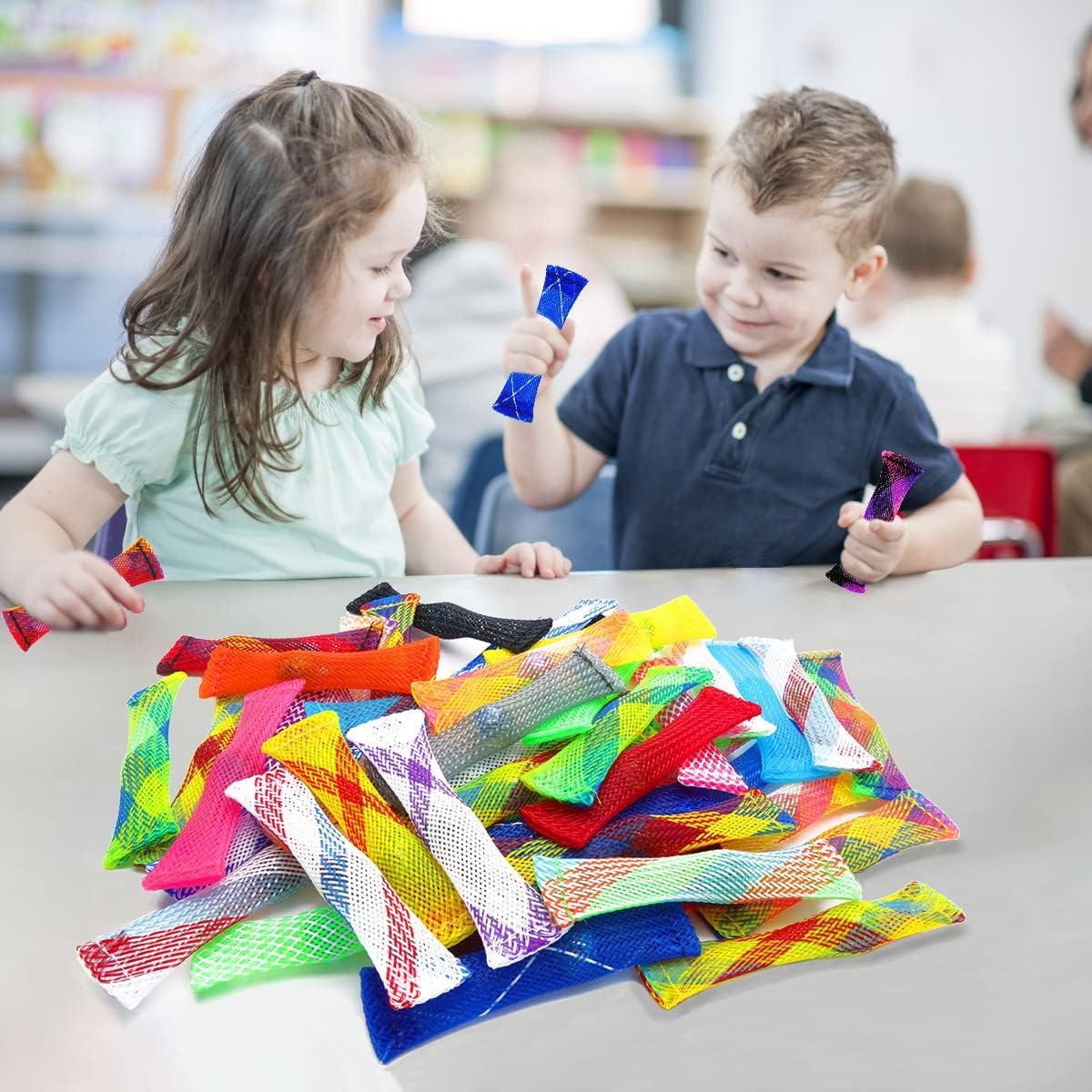 Fidget Toy 42 Pack Mixed Color Marble Mesh Fidget Toys,Stress Relieve Toy,Focus Enhance, Marble and Mesh Fidget Stress Relieve Toy for Kids Adults ADHD ADD Autism Halloween Decorations - Image 7