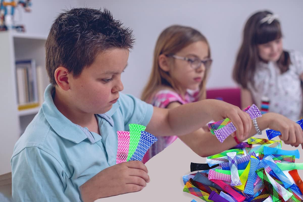 Fidget Toy 42 Pack Mixed Color Marble Mesh Fidget Toys,Stress Relieve Toy,Focus Enhance, Marble and Mesh Fidget Stress Relieve Toy for Kids Adults ADHD ADD Autism Halloween Decorations - Image 8