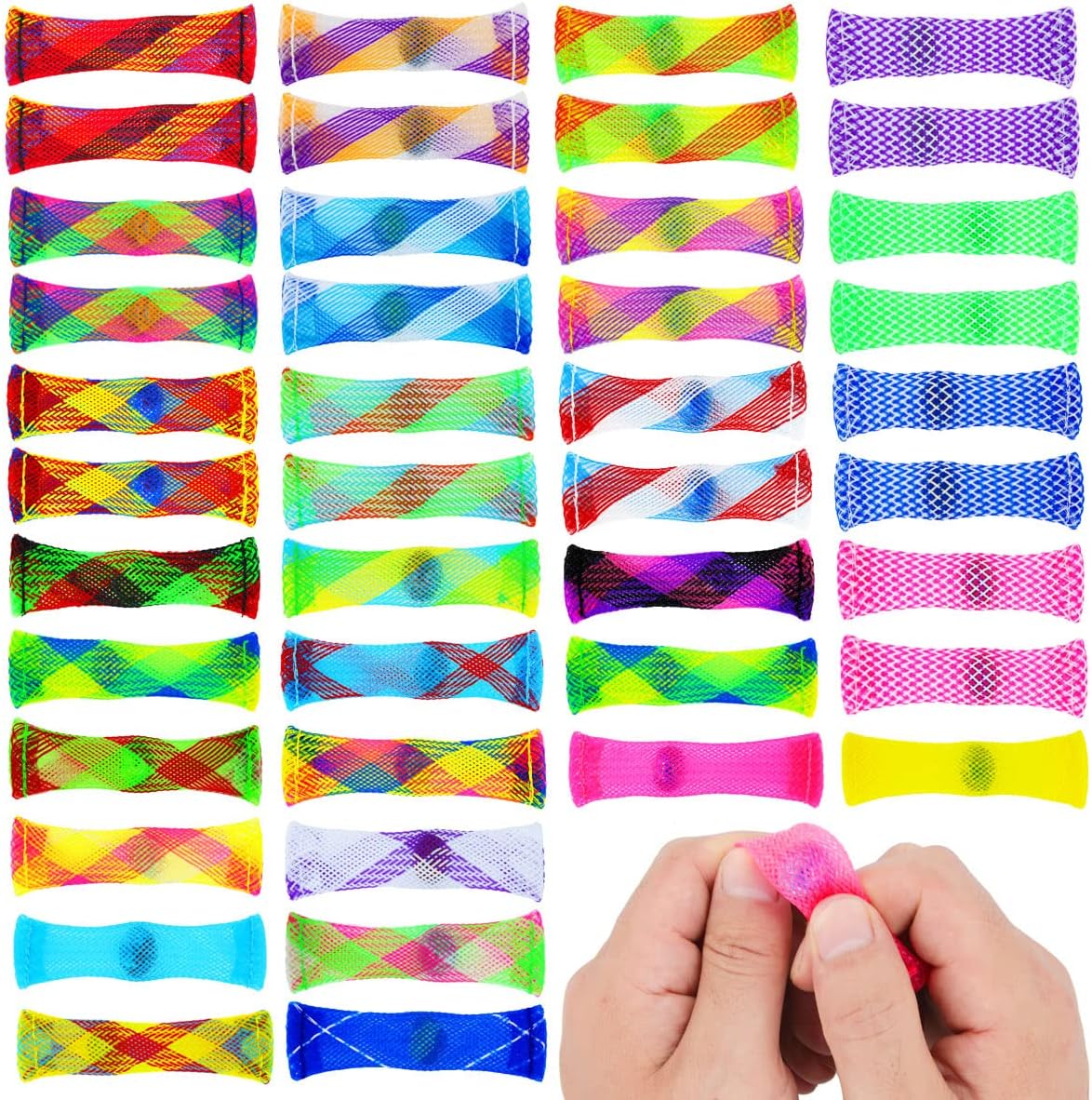 Fidget Toy 42 Pack Mixed Color Marble Mesh Fidget Toys,Stress Relieve Toy,Focus Enhance, Marble and Mesh Fidget Stress Relieve Toy for Kids Adults ADHD ADD Autism Halloween Decorations