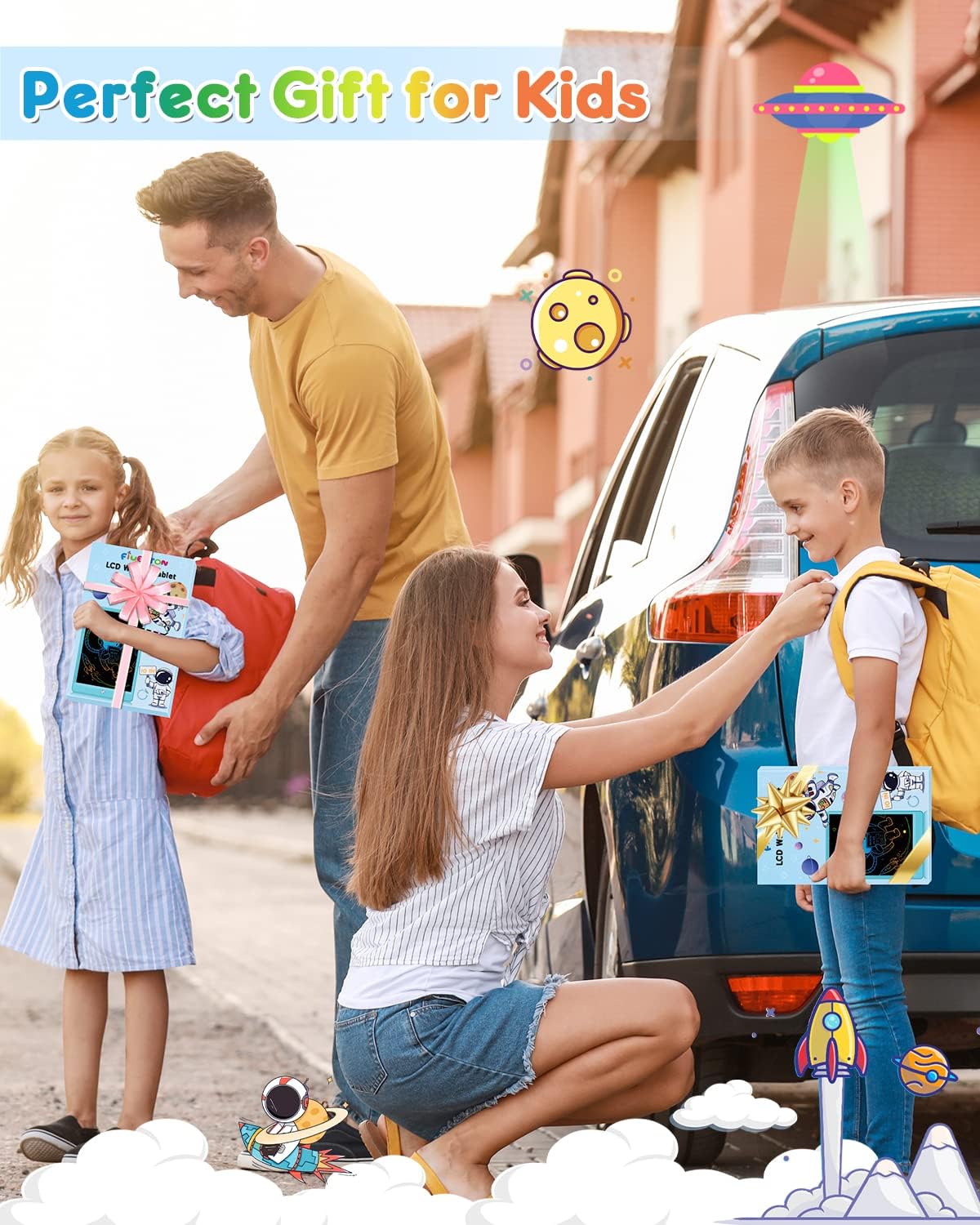 FLUESTON LCD Writing Tablet, Doodle Board Toys Gifts for 3-8 Year Old Girls Boys, 10 Inch Colorful Electronic Board Drawing Pad for Kids, Gifts for Toddler Educational Learning Travel Birthday, Blue - Image 5