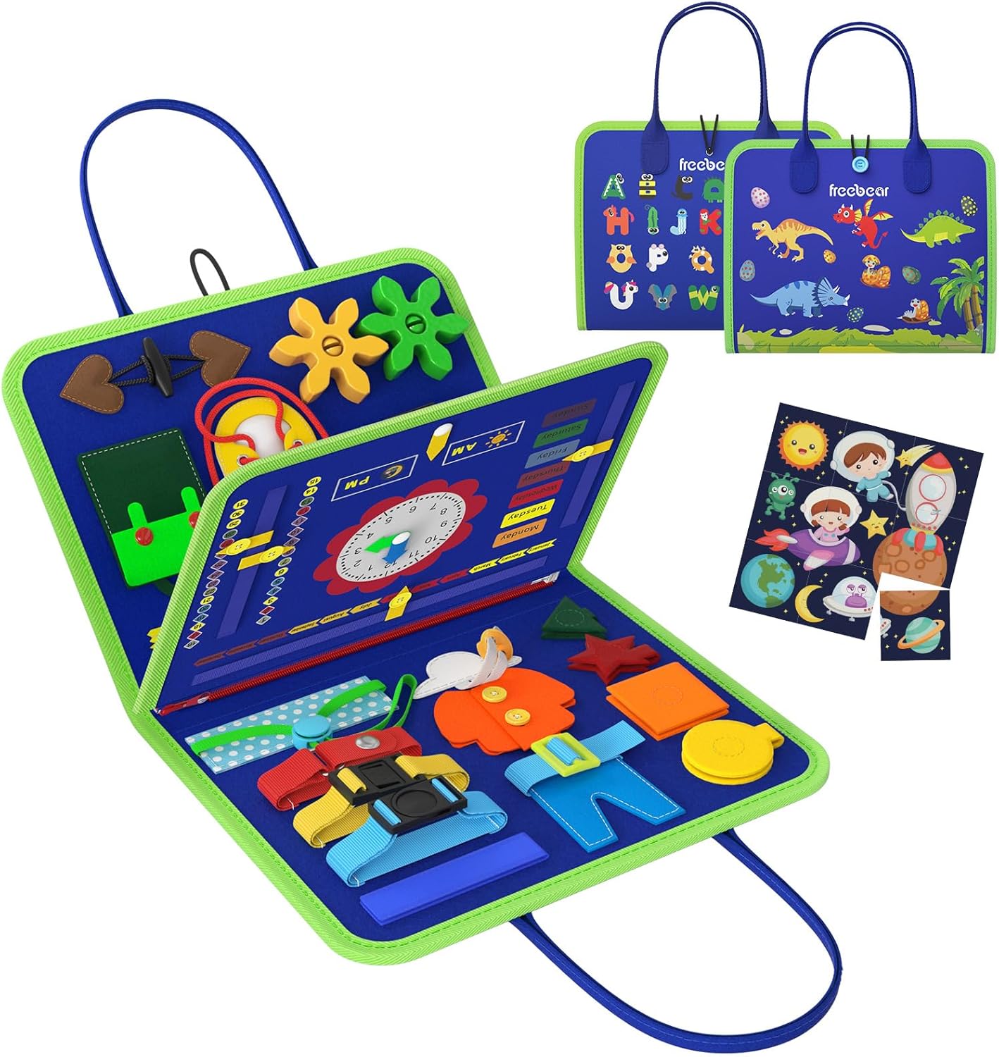 Freebear Busy Board Toddler Travel Toys Sensory Toys for Toddlers 1 2 3 4, Montessori Learning Toys for Toddlers Activities Board, Educational Toys for 3 4 Year Old Boys Girls Gift, Deluxe Classic - Image 10