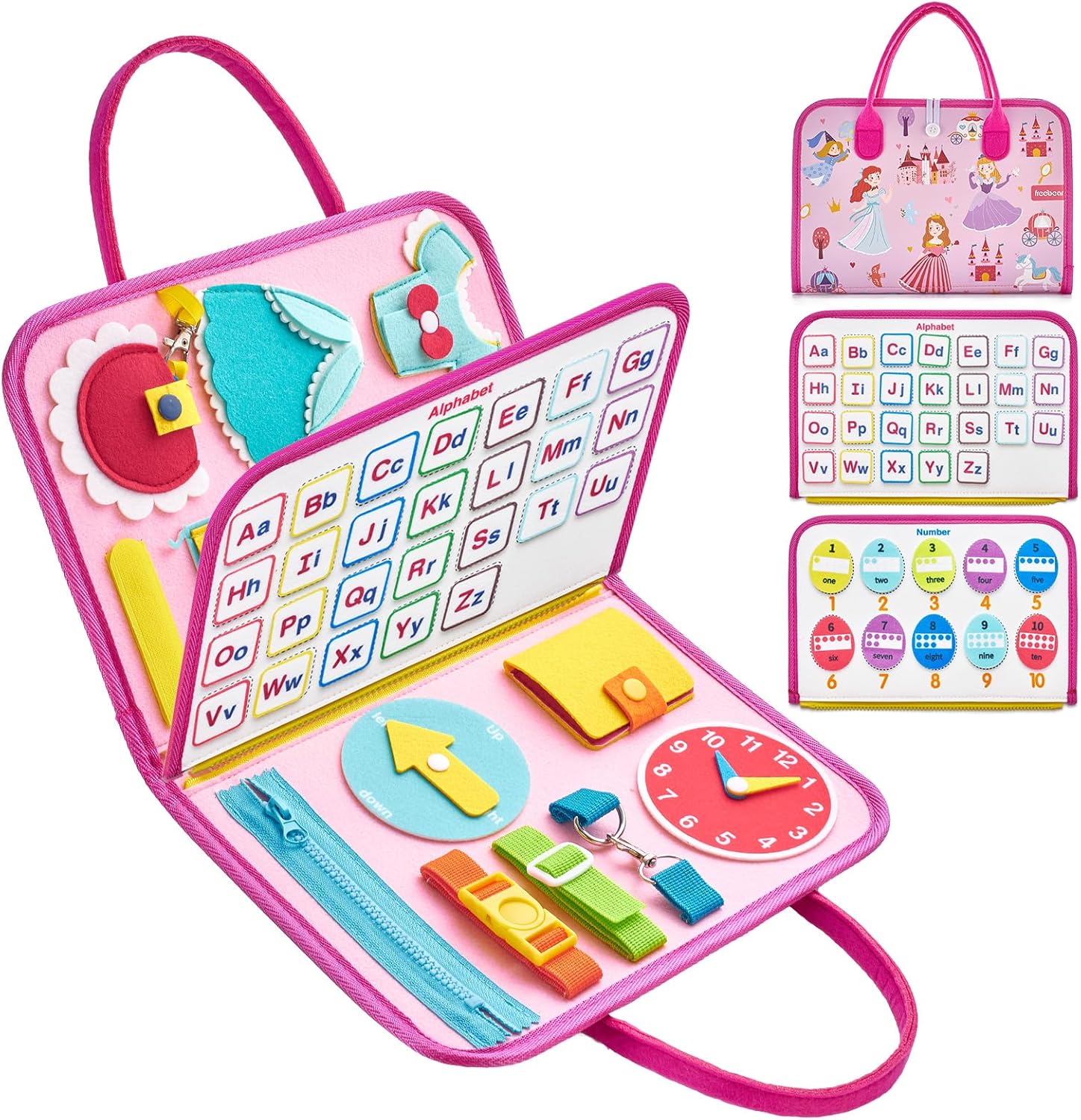 Freebear Busy Board Toddler Travel Toys Sensory Toys for Toddlers 1 2 3 4, Montessori Learning Toys for Toddlers Activities Board, Educational Toys for 3 4 Year Old Boys Girls Gift, Deluxe Classic - Image 8