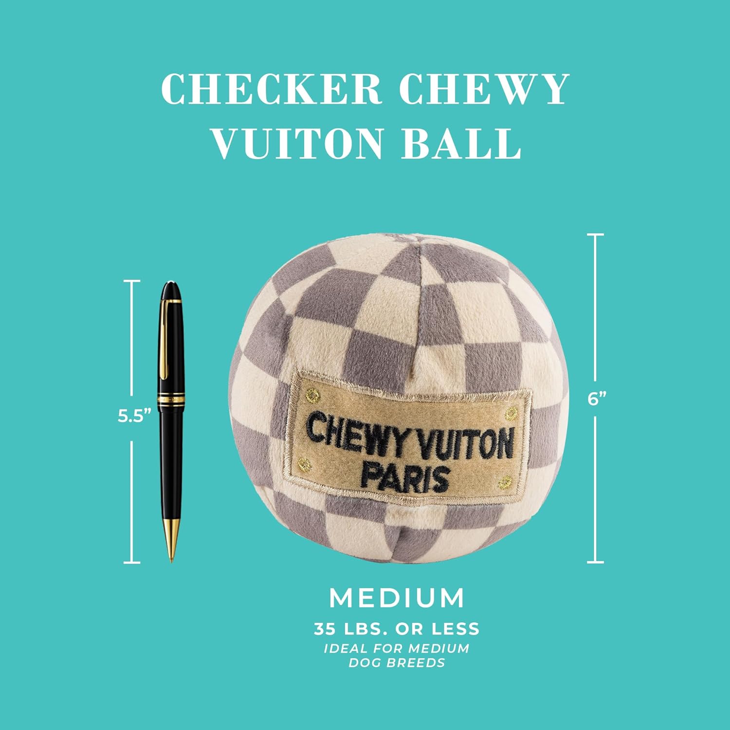 Haute Diggity Dog Medium Checker Chewy Vuiton Plush Dog Toys for Small, Medium & Large Dogs, 3-Pack Durable Stuffed Designer-Inspired Pet Toys with Interactive Squeaker, Machine-Washable & Safe - Image 3