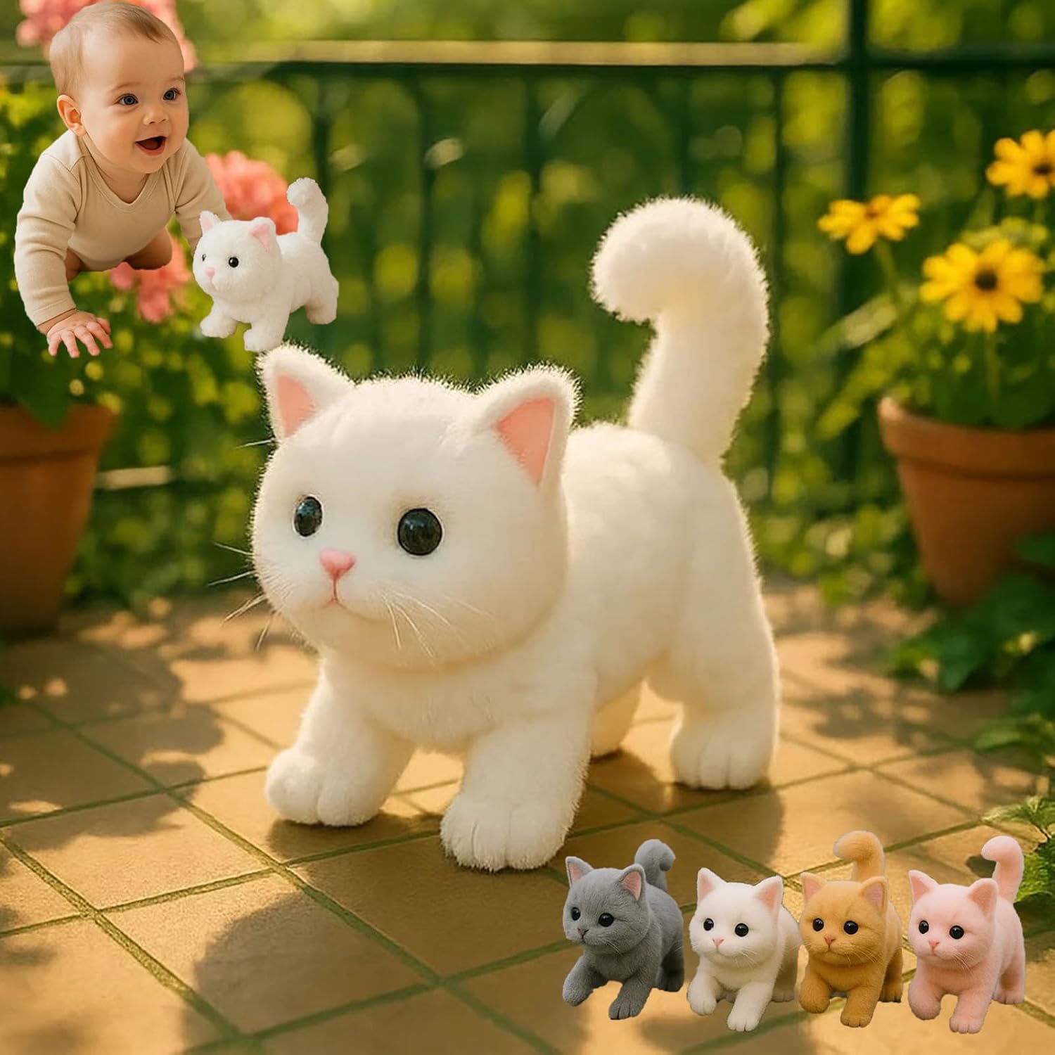 Hswera My Realistic Cat Toy-Bring Endless Joy and Warmth, 2025 New Ai Robot Kitten That Acts Like a Real Cats,Toy Cat That Walks, Meows & Tail Wagging (Pink) - Image 10