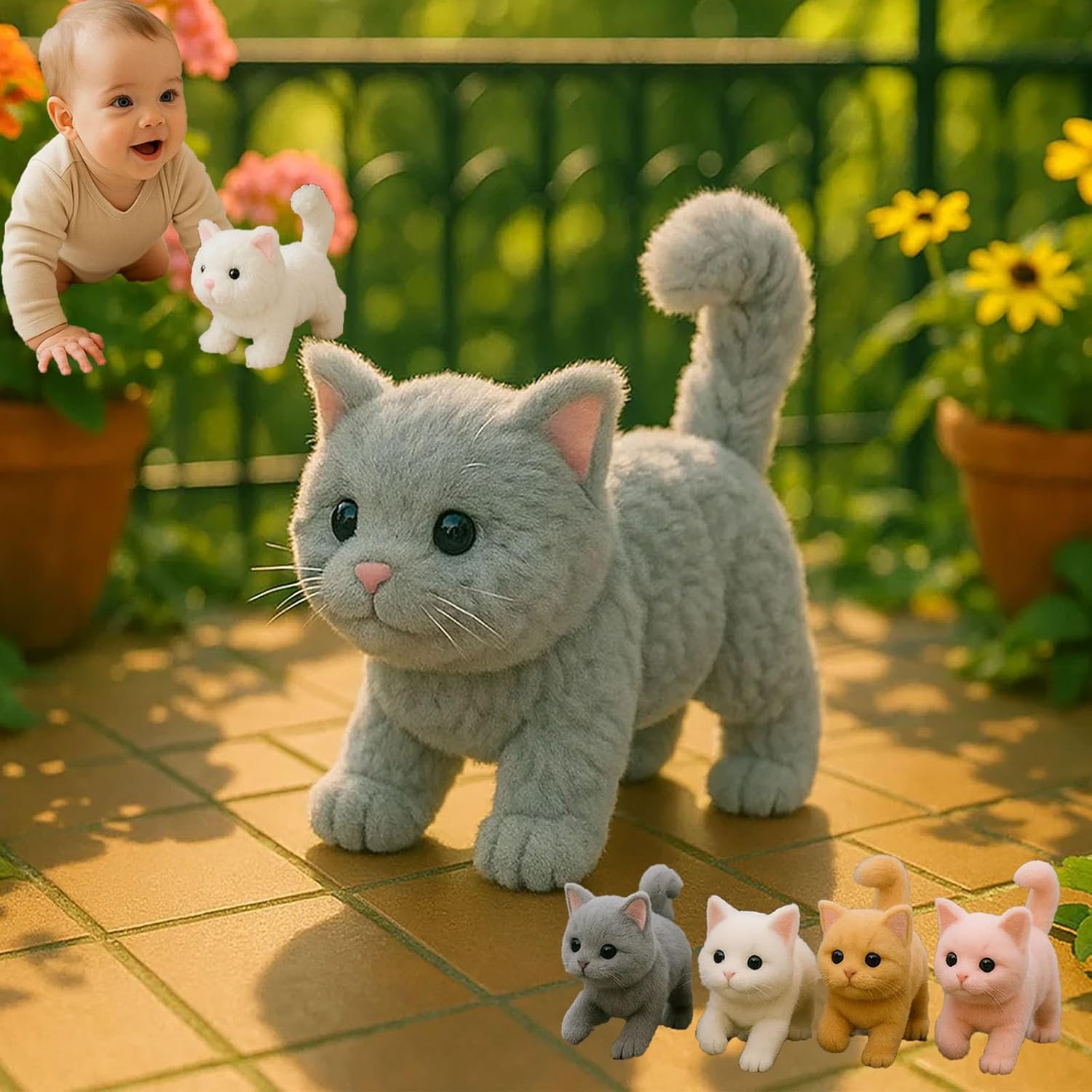 Hswera My Realistic Cat Toy-Bring Endless Joy and Warmth, 2025 New Ai Robot Kitten That Acts Like a Real Cats,Toy Cat That Walks, Meows & Tail Wagging (Pink) - Image 9