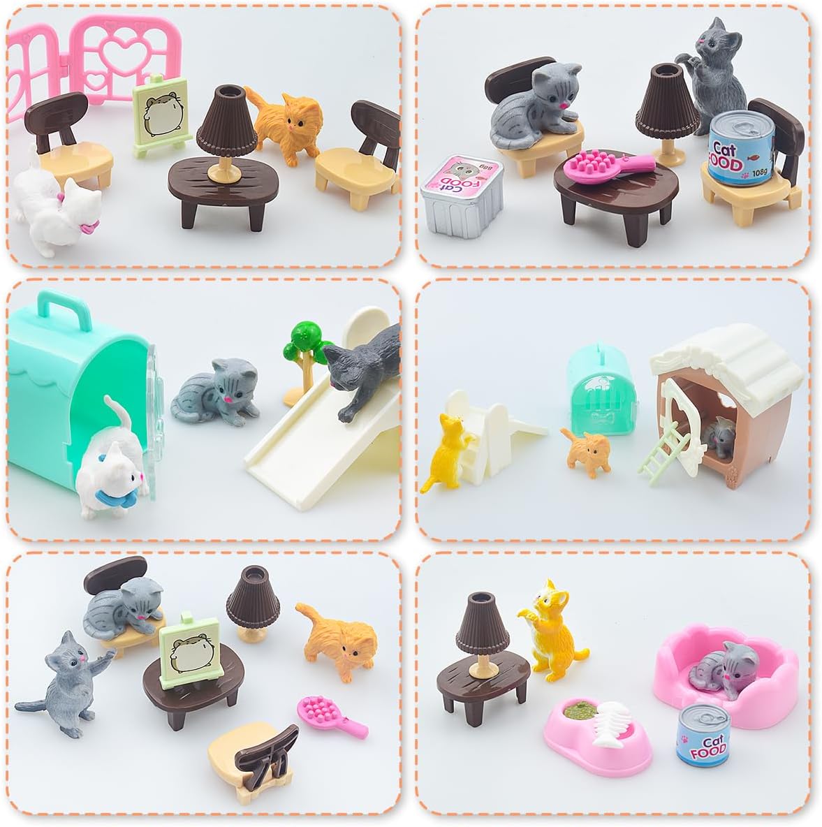 iselyn Pet Pretend Play Toys, 48Pcs Cat Figures Toys for Kids Realistic Detailed Cat Care Center with Accessories Toy Sets Educational Gifts for Kids Toddlers Girls Boys - Image 5