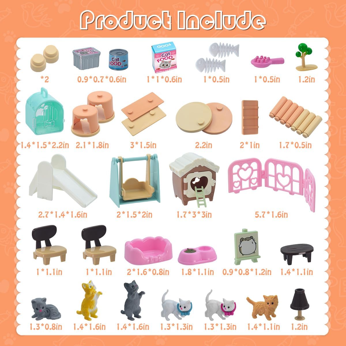 iselyn Pet Pretend Play Toys, 48Pcs Cat Figures Toys for Kids Realistic Detailed Cat Care Center with Accessories Toy Sets Educational Gifts for Kids Toddlers Girls Boys - Image 3