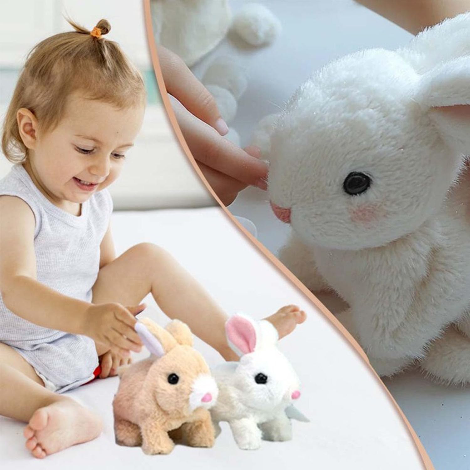 KDIRST Bunby - My Realistic Bunny Toy, Interactive Bunny Realistic Bunny - Jumping, Twitching, and Shaking Ears, Bunny Realistic Bunny Toy, Bunbi Realistic Bunny, Realistic Bunny Toys for Kids(White) - Image 4