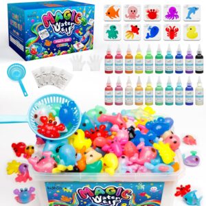 Kiditos Magic Water Elf Toy Kit–Squishies for Kids, 20 Gels & 10 Molds, Magic Gel Water Pets Sensory Toy, Fun DIY Craft Kit，Party Favors, Birthday & Christmas Gifts for Kids Ages 3+