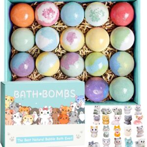 Kids Bath Bombs with Surprise Inside Gift Set Bubble Bath i##e##s: 20 Pack ^^ Bring Dog and cat Toys ^^ Natural ^^ Organic ^^ Foam Bath :i##e##s
