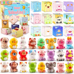 KissFuture Valentines Day Gifts for Kids 24PCS Animal Squishy Toys, Slow Rising Stress Relief Toys, Goodie Bag Stuffers, Party Favors for Classroom Prizes