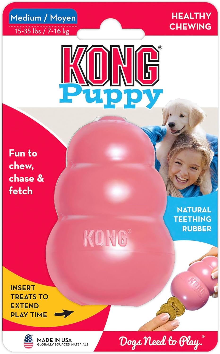 KONG - Puppy Toy Natural Teething Rubber - Fun to Chew, Chase and Fetch - for Small Puppies - Pink - Image 9