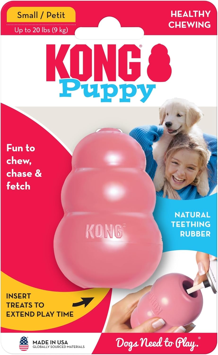 KONG - Puppy Toy Natural Teething Rubber - Fun to Chew, Chase and Fetch - for Small Puppies - Pink - Image 8
