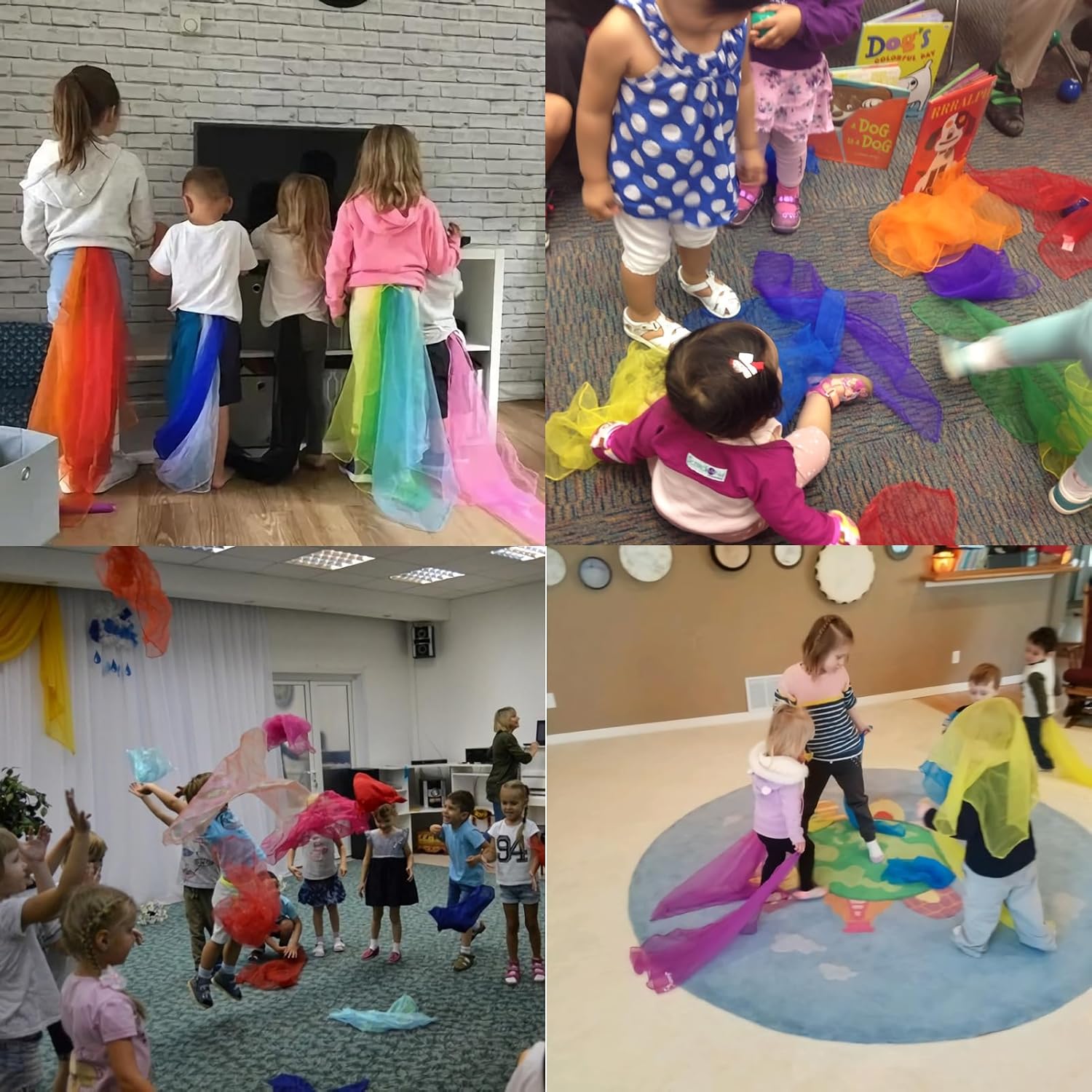 Lolakee Juggling Scarves, 12 PCS Dance Scarves for Kids Play Silk Scarve for Toddlers Children Movement Music Scarf Magic Tricks Performance Props Accessories Rhythm Band Scarfs 12colors 24 inches - Image 4