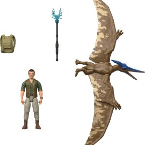 Mattel Jurassic World Rebirth Human & Dinosaur Figure Pack, Dr Henry Loomis & Pteranodon, Movie Accurate 3.75 Inch Scale, Posable Collectible