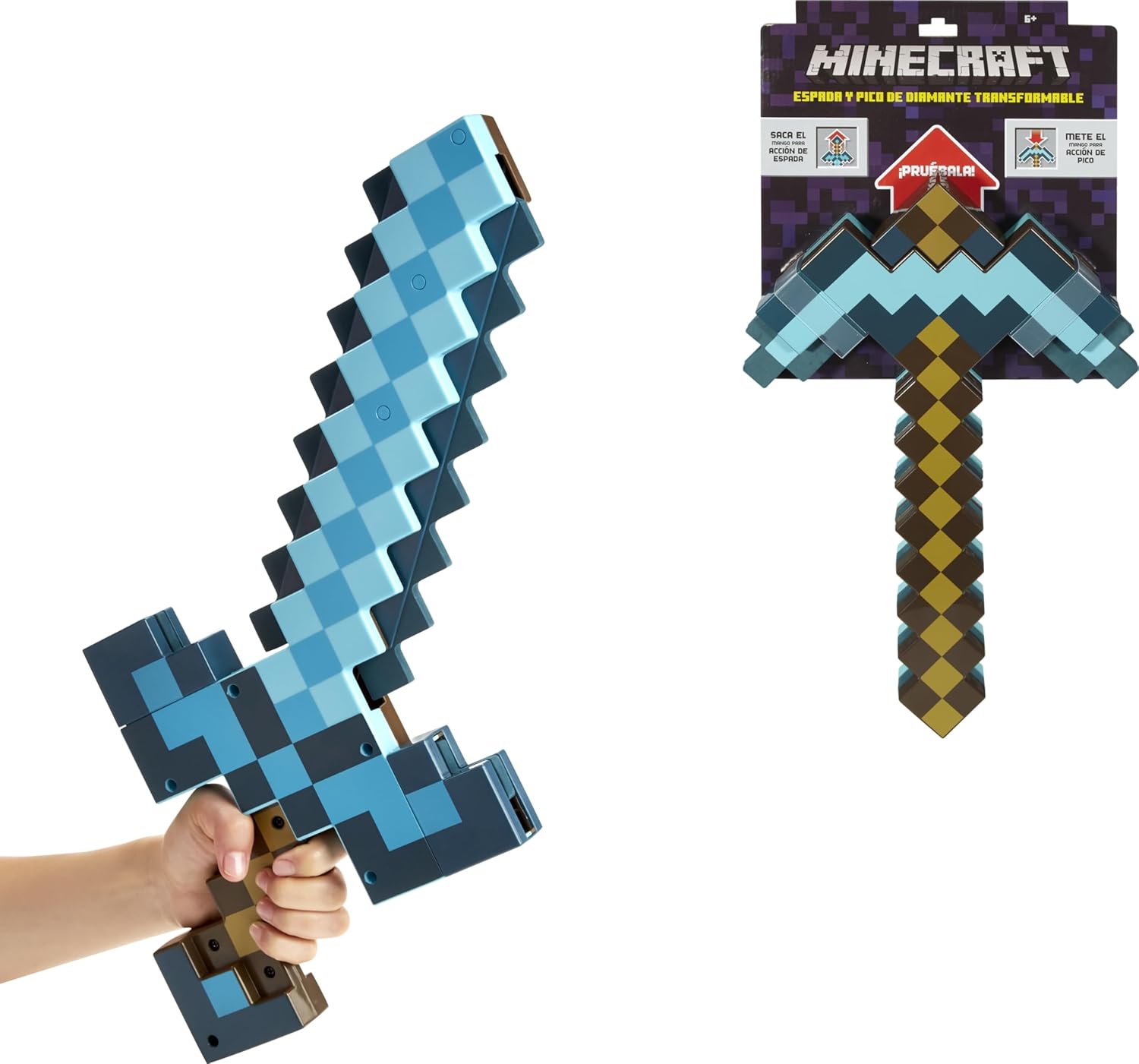 Mattel Minecraft Transforming Diamond Sword & Pick-Axe Kid-Sized 2-in-1 Toy Accessory for Role-Play & Costumes (Amazon Exclusive)