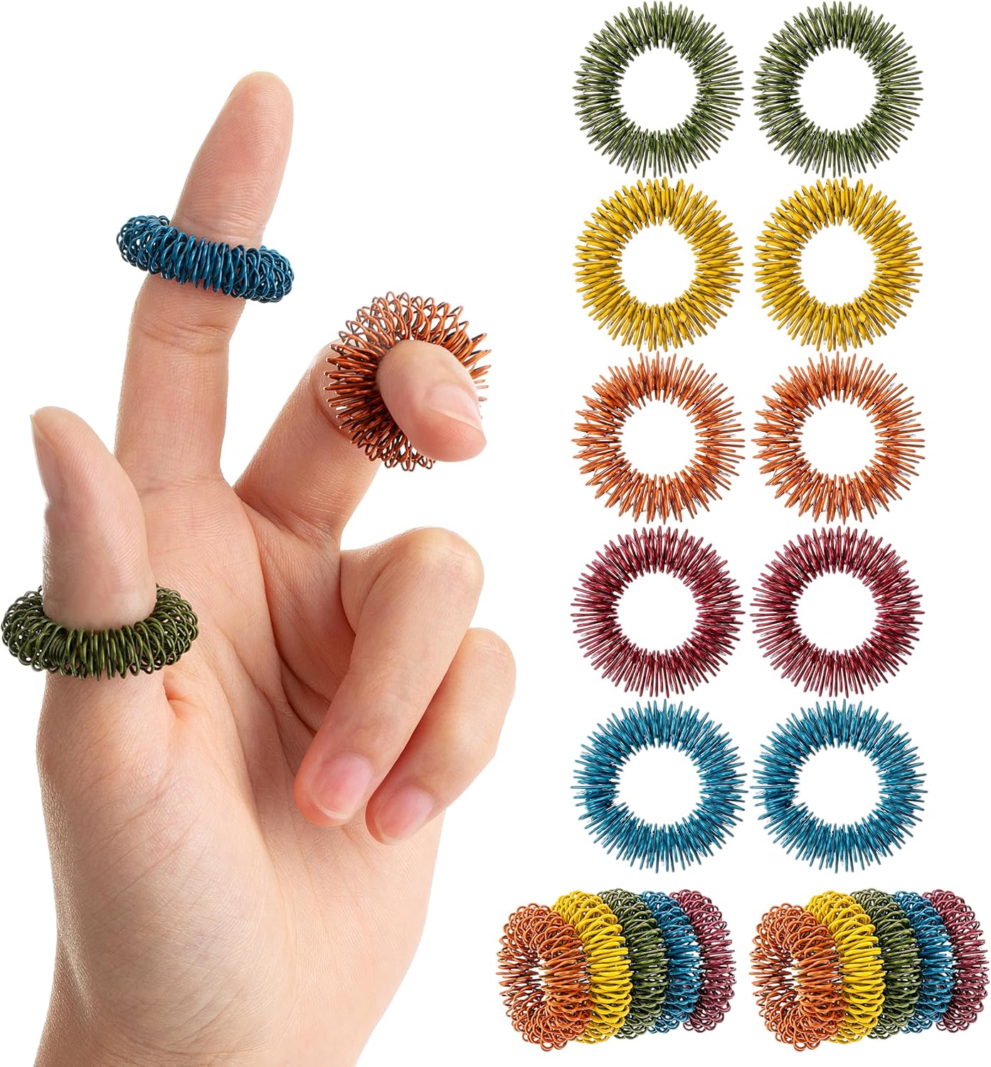 Mr. Pen- Spiky Sensory Rings, 10 Pack, Assorted Colors, Stress Relief Fidget Sensory Toys, Fidget Rings, Fidget Ring for Anxiety, Stress Relief Rings, Massager for Fidget, Sensory Ring
