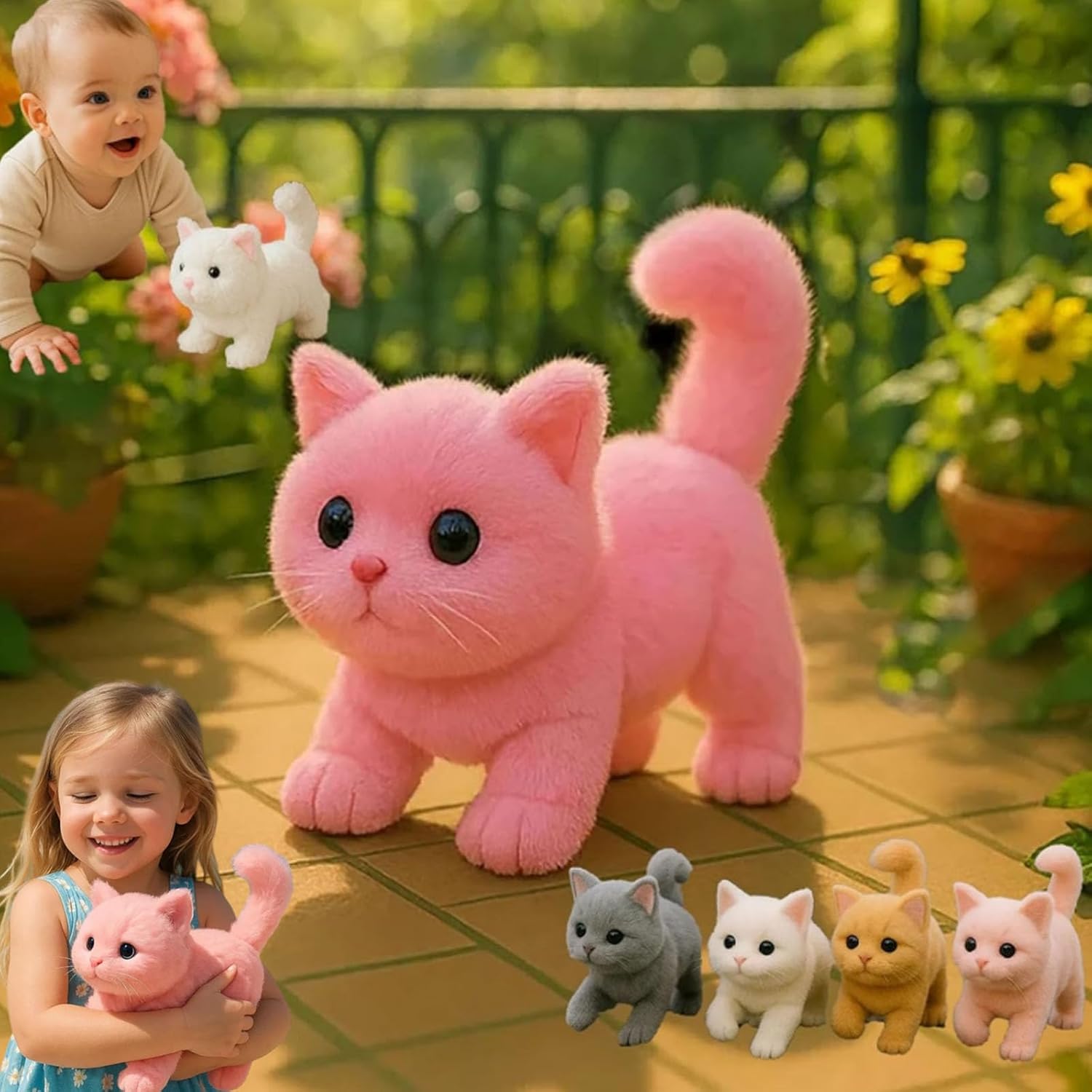 My Realistic Cat Toy-Bring Endless Joy and Warmth, 2025 New Ai Robot Kitten, Realistic Cat Stuffed Animal,That Acts Like a Real Cats,Toy Cats That Walks, Meows & Tail Wagging (White) - Image 14