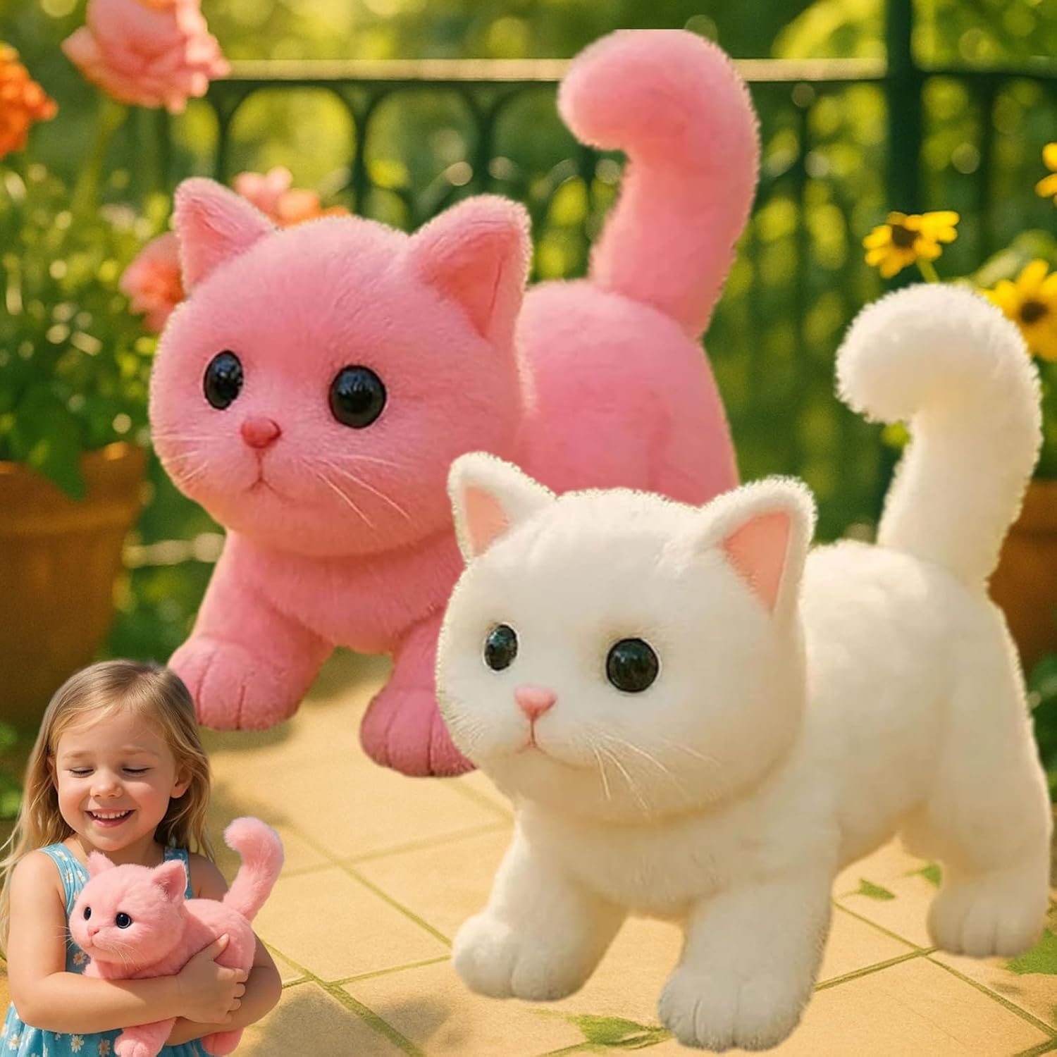 My Realistic Cat Toy-Bring Endless Joy and Warmth, 2025 New Ai Robot Kitten, Realistic Cat Stuffed Animal,That Acts Like a Real Cats,Toy Cats That Walks, Meows & Tail Wagging (White) - Image 8