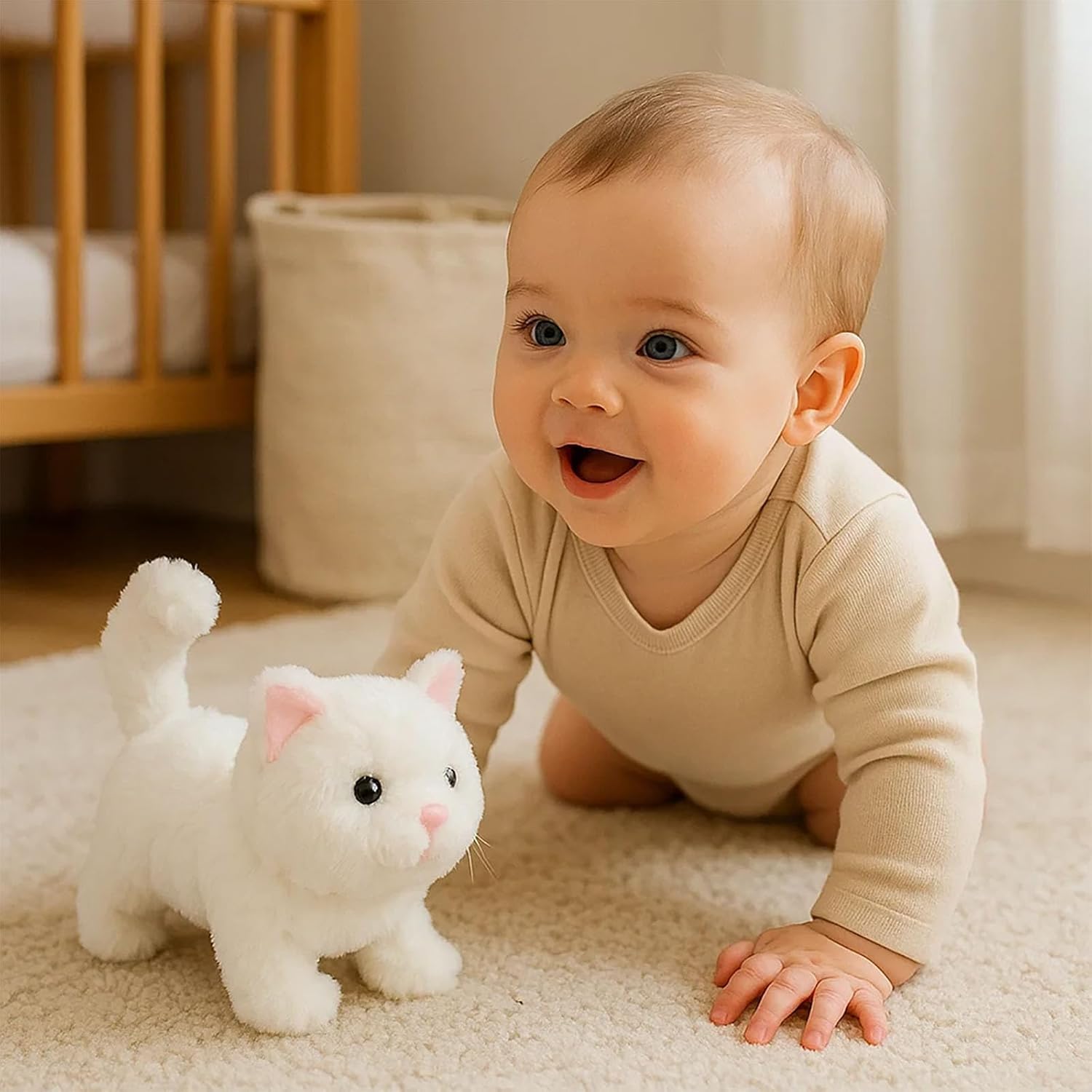 My Realistic Cat Toy-Bring Endless Joy and Warmth, 2025 New Ai Robot Kitten, Realistic Cat Stuffed Animal,That Acts Like a Real Cats,Toy Cats That Walks, Meows & Tail Wagging (White) - Image 6