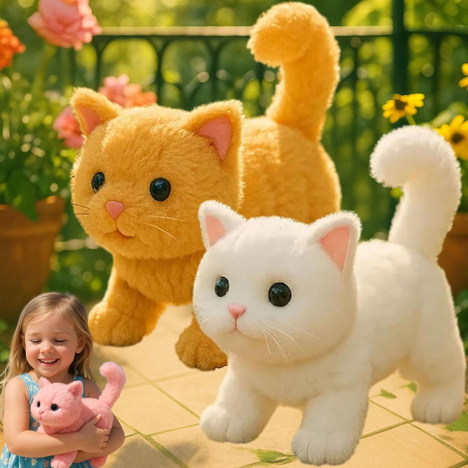 My Realistic Cat Toy-Bring Endless Joy and Warmth, 2025 New Ai Robot Kitten, Realistic Cat Stuffed Animal,That Acts Like a Real Cats,Toy Cats That Walks, Meows & Tail Wagging (White) - Image 9