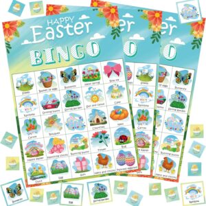 OHOME Easter Bingo Games for Kids Basket Stuffers | Easter Crafts Toys for Boys Girls Adults Teens,Classroom Activities Gifts Party Favors - Easter Basket Essentials (24 Players)