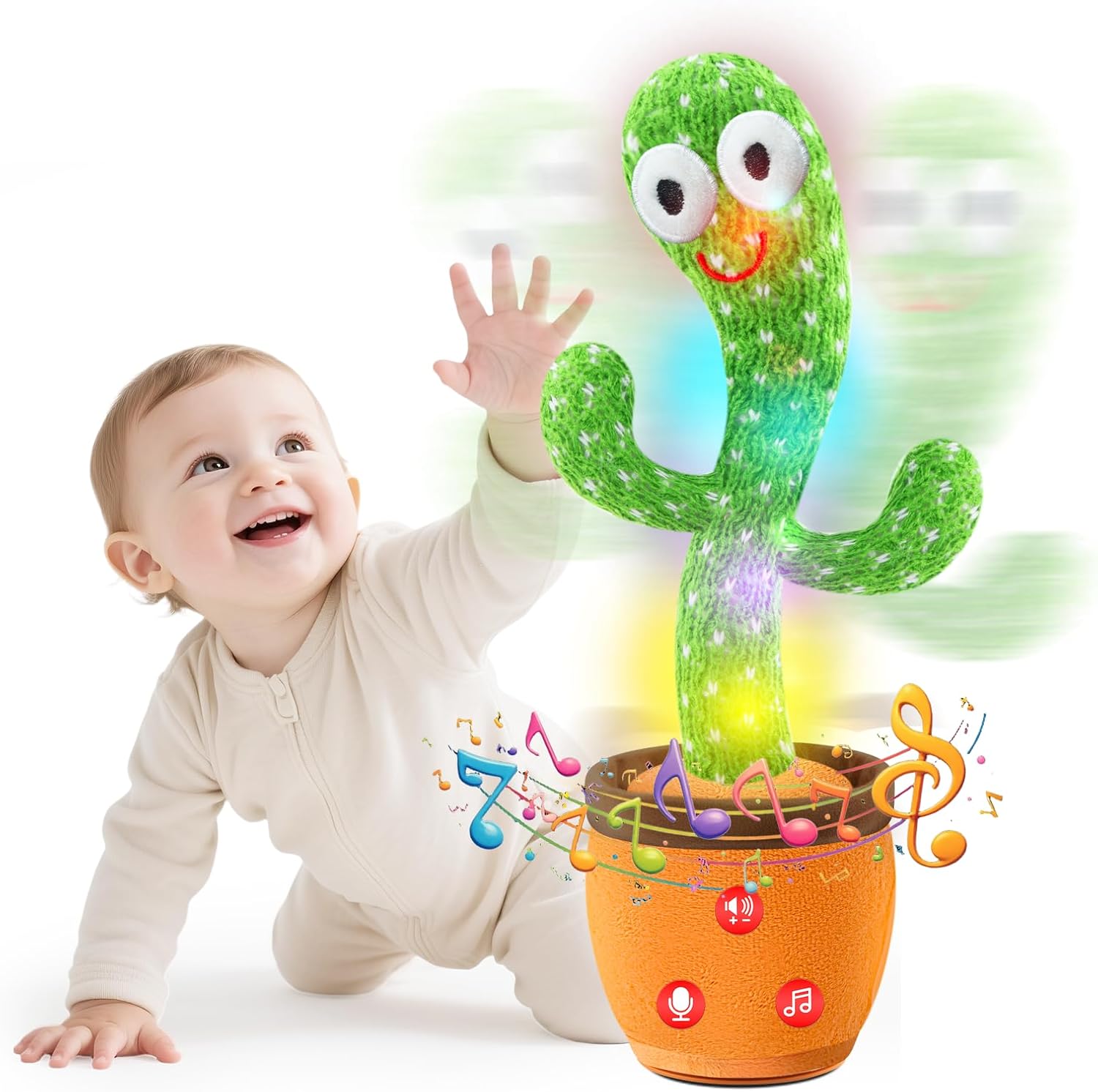 SANJOIN Dancing Talking Cactus Toy for Baby Toddler, Boys Girls Gifts Singing Mimicking Recording Repeating What You Say Baby Toys with 120 English Songs (Adjustable Volume) - Image 8