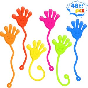 Sticky Hands Bulk 48 PCS Party Favors for Kids 4-8 8-12 Stretchy Sticky Hand Toy Halloween Goodie Bag Stuffers Fillers Treasure Box Toys for Classroom Prizes Students Gifts Birthday Party Supplies