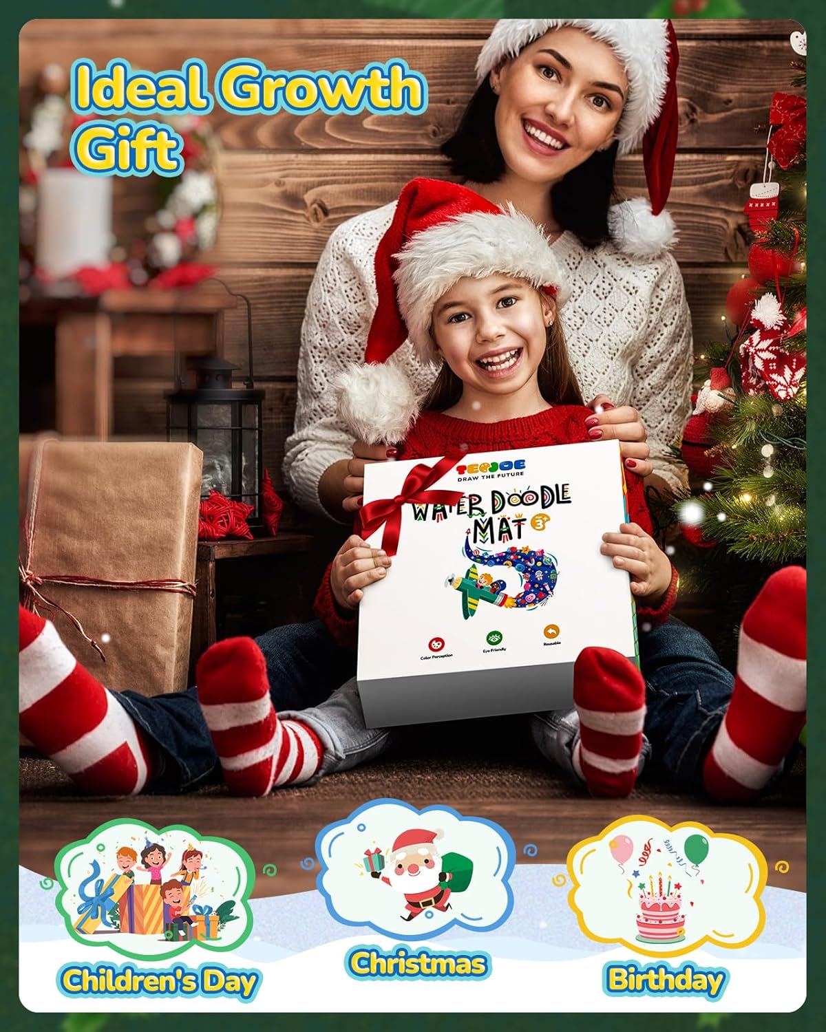 TECJOE Water Doodle Mat, 39 × 31 Inches Large Kids Painting Writing Water Drawing Mat, Mess Free Reusable Toddler Gift for Age 3 4 5 6 7 Years Old Girls Boys, Educational Toys Bring Magic Pens - Image 7