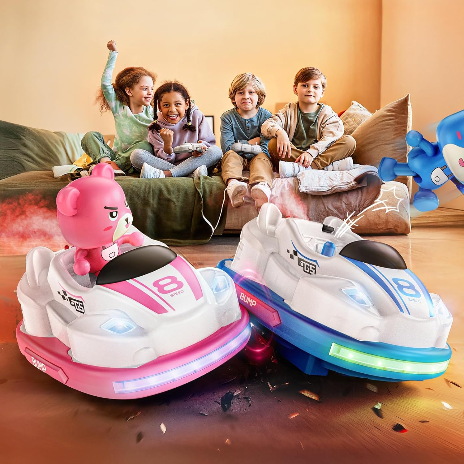 Veeniix V998 2-Players Remote Control Car, RC Ejecting Bumper Cars with Music & Lights, Cute Bear Race Car Perfect for Kids 8+, Bringing Fun, Skill Development, Toys for Ages 6-13 Kids