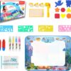 Water Doodle Mat Kids Painting Writing Color Doodle Drawing Mat Toy Bring Magic Pens Educational Toys for Age 3 4 5 6 7+ Year Old Birthday Gifts for Kids Toddler Boys Girls(Blue)