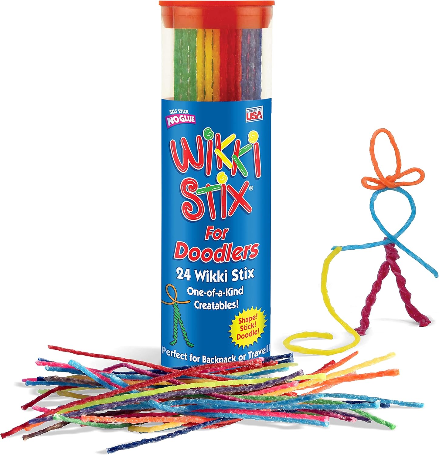 Wikki Stix for Doodlers - Kid's Travel Essential: Portable Creativity On-The-Go! Pack of 24 Wikki Stix in Neon and Primary Colors. Made in USA ! 3 & Up. - Image 3